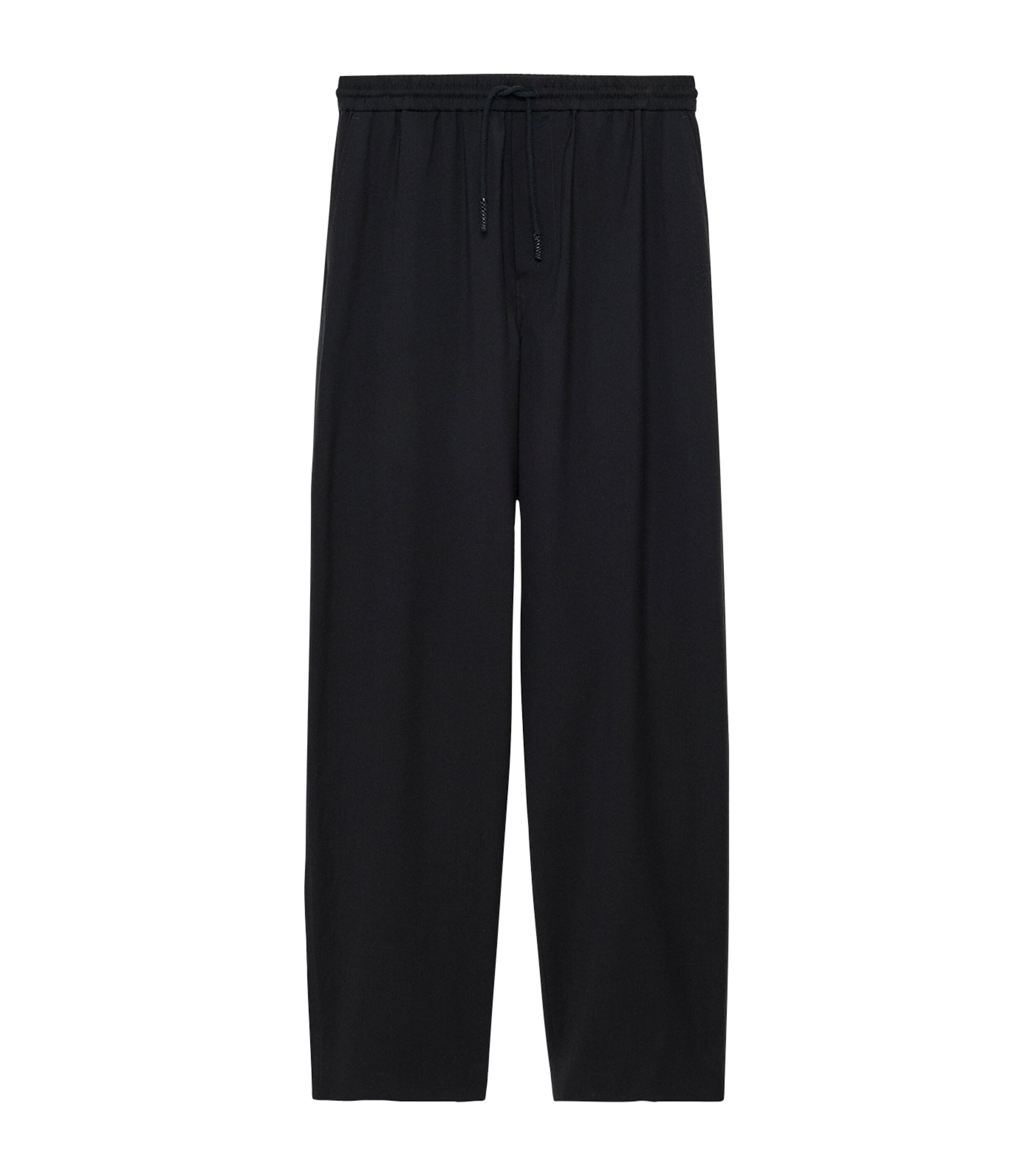 LOEWE Mens Wool-Blend Drawstring Trousers Black