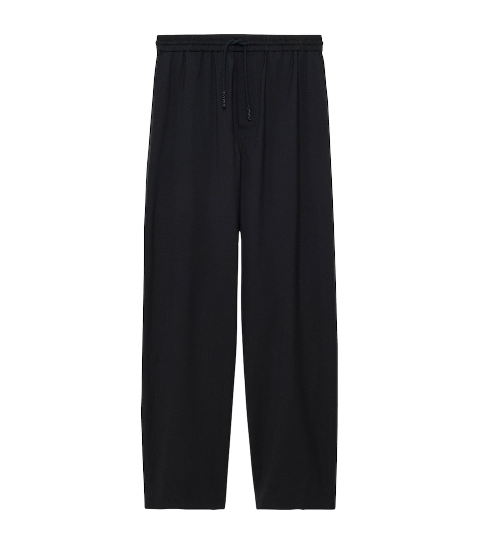 LOEWE Mens Wool-Blend Drawstring Trousers Black