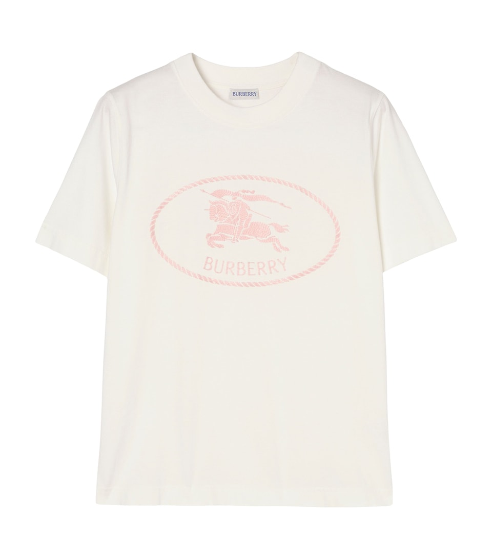 Burberry Womens Cotton EKD Stamp T-Shirt Chalk / Pink
