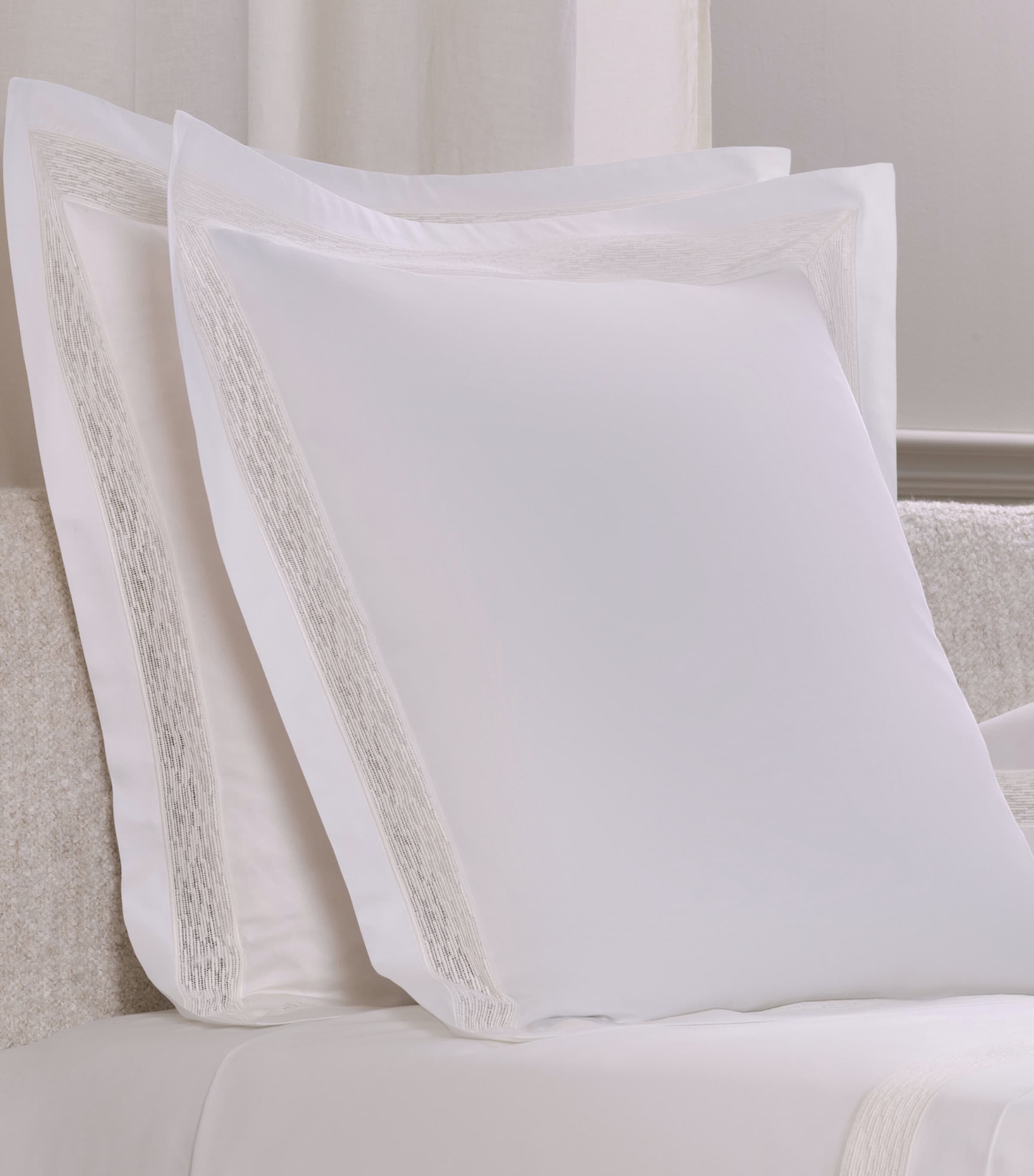 Frette Cotton Balance Lace Square Pillowcase (65cm x 65cm) Milk