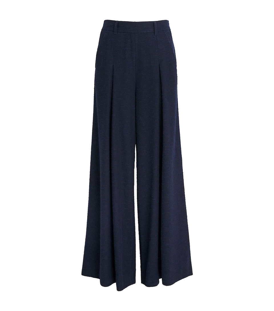 ME+EM Womens Very Wide Pleated Trousers Navy