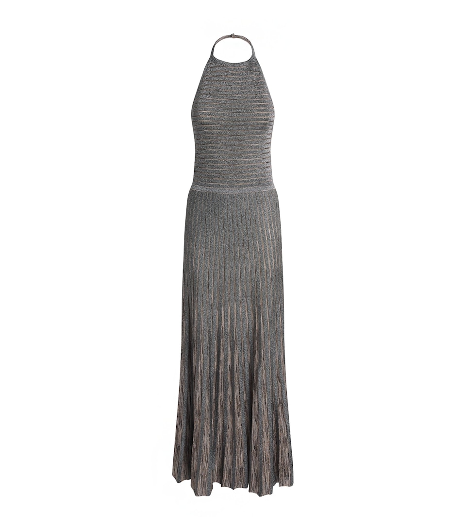 Missoni Womens Lamé Open-Back Maxi Dress Beige Tones