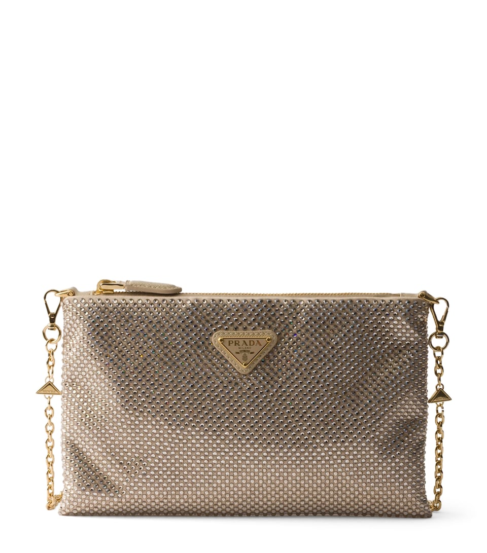 Mini Crystal-Embellished Pouch