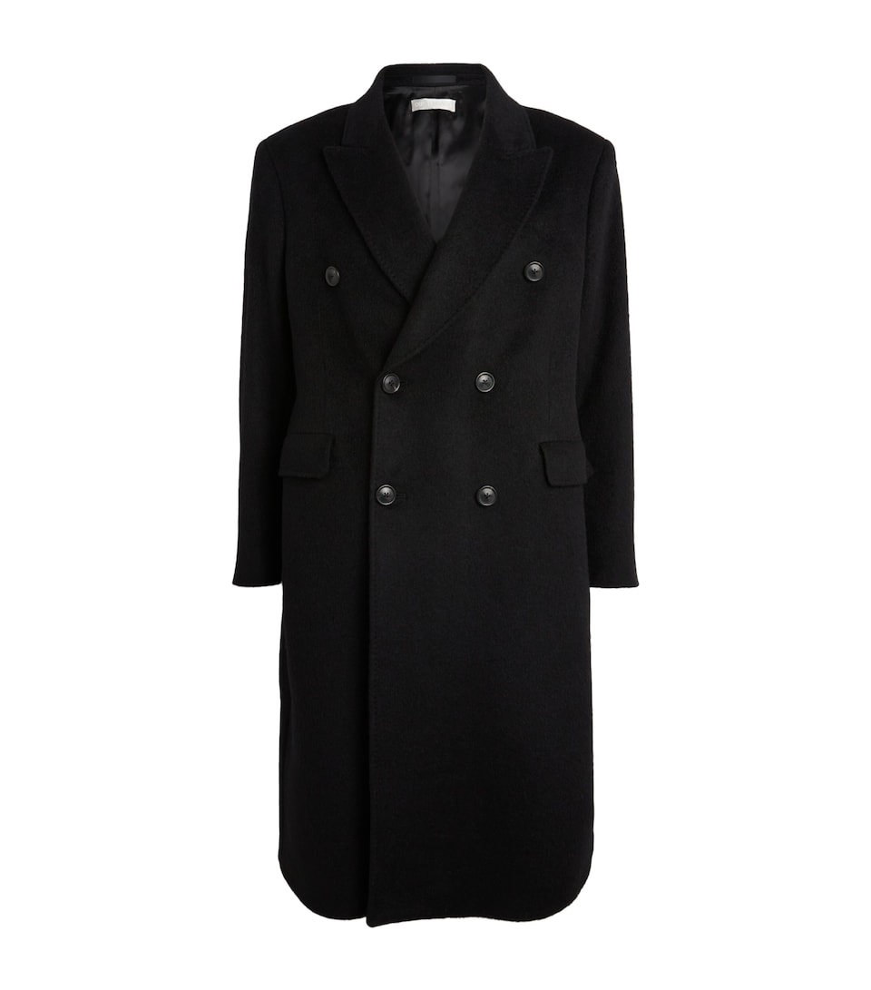 Our Legacy Mens Mohair-Blend Whale Overcoat Black Hairy Wool