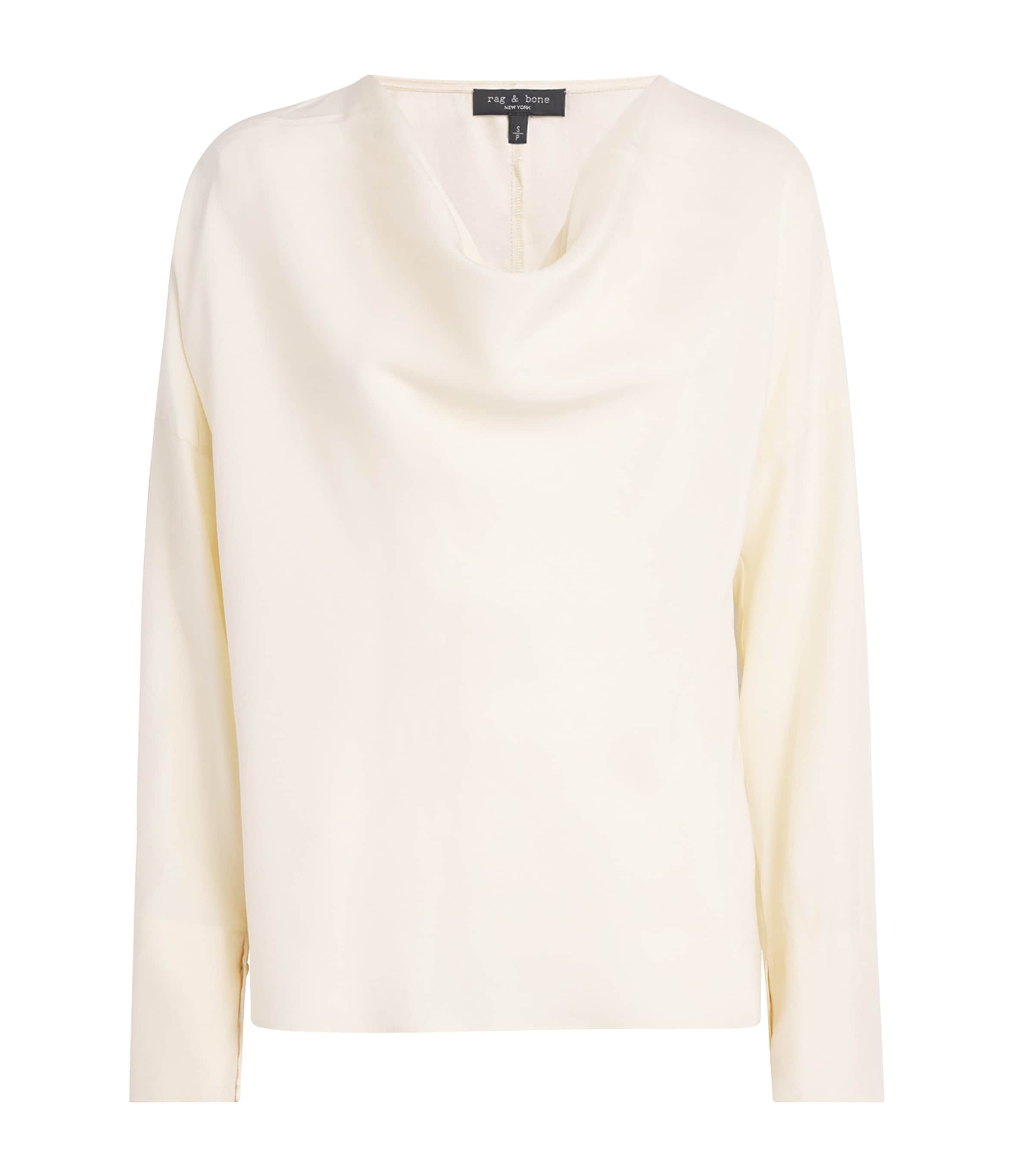 Rag & Bone Womens Silk Vinnie Blouse Ivory