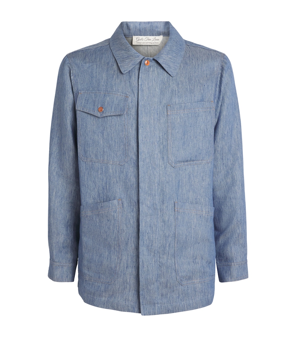 GOD'S TRUE CASHMERE Mens Linen-Denim Jacket Carnelian