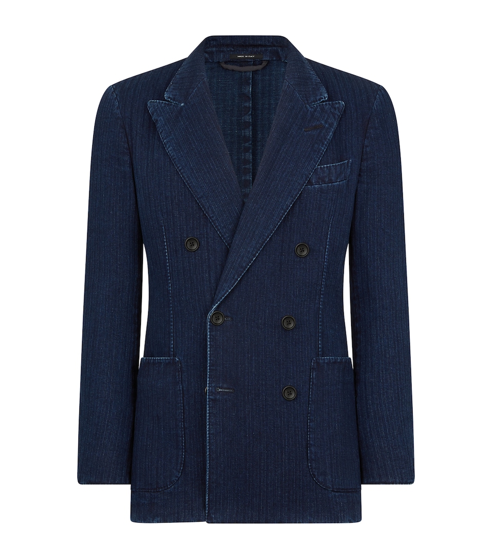 Double-Breasted Denim Blazer