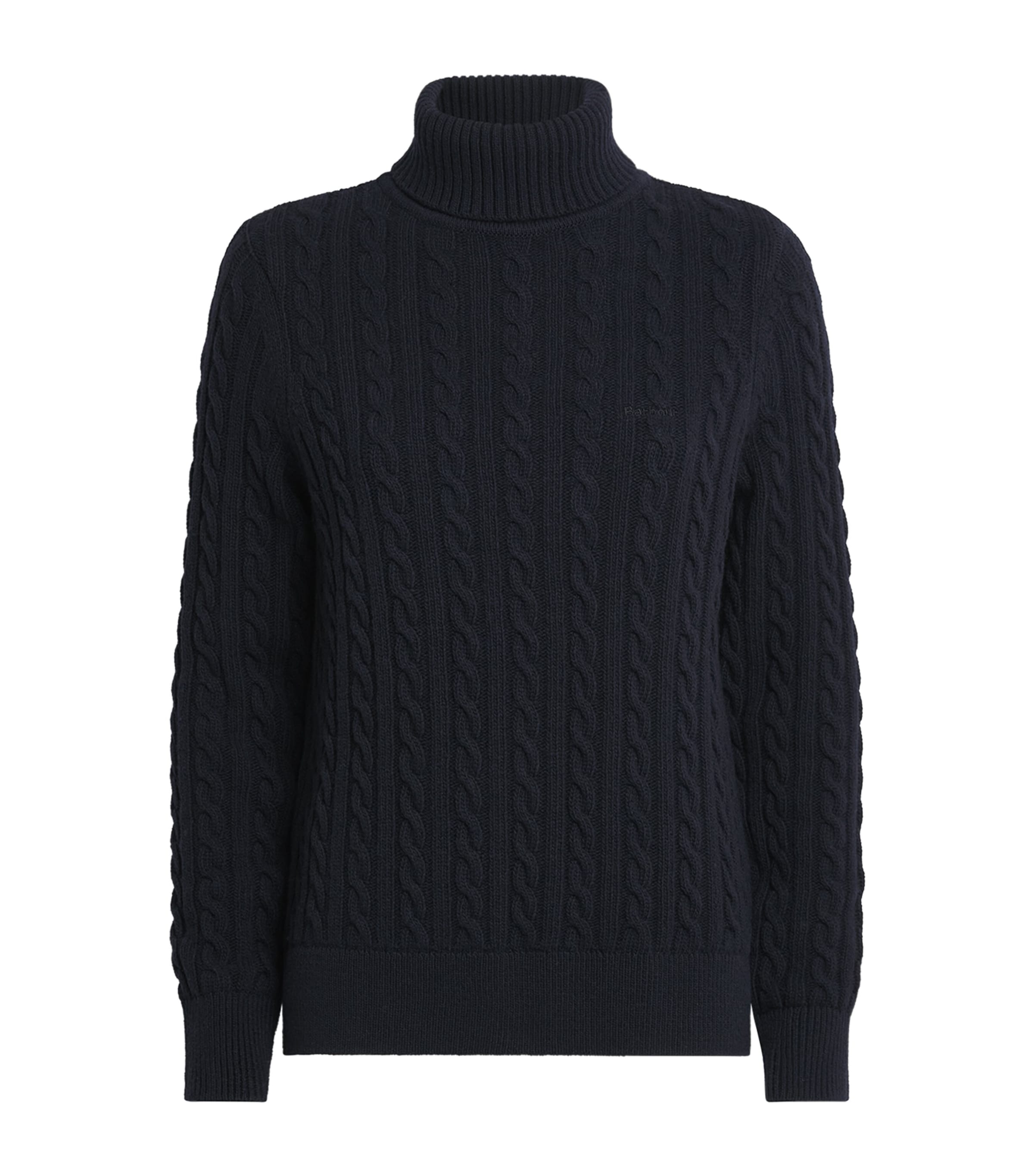 Barbour Womens Wool-Cotton Ambleside Rollneck Sweater Navy