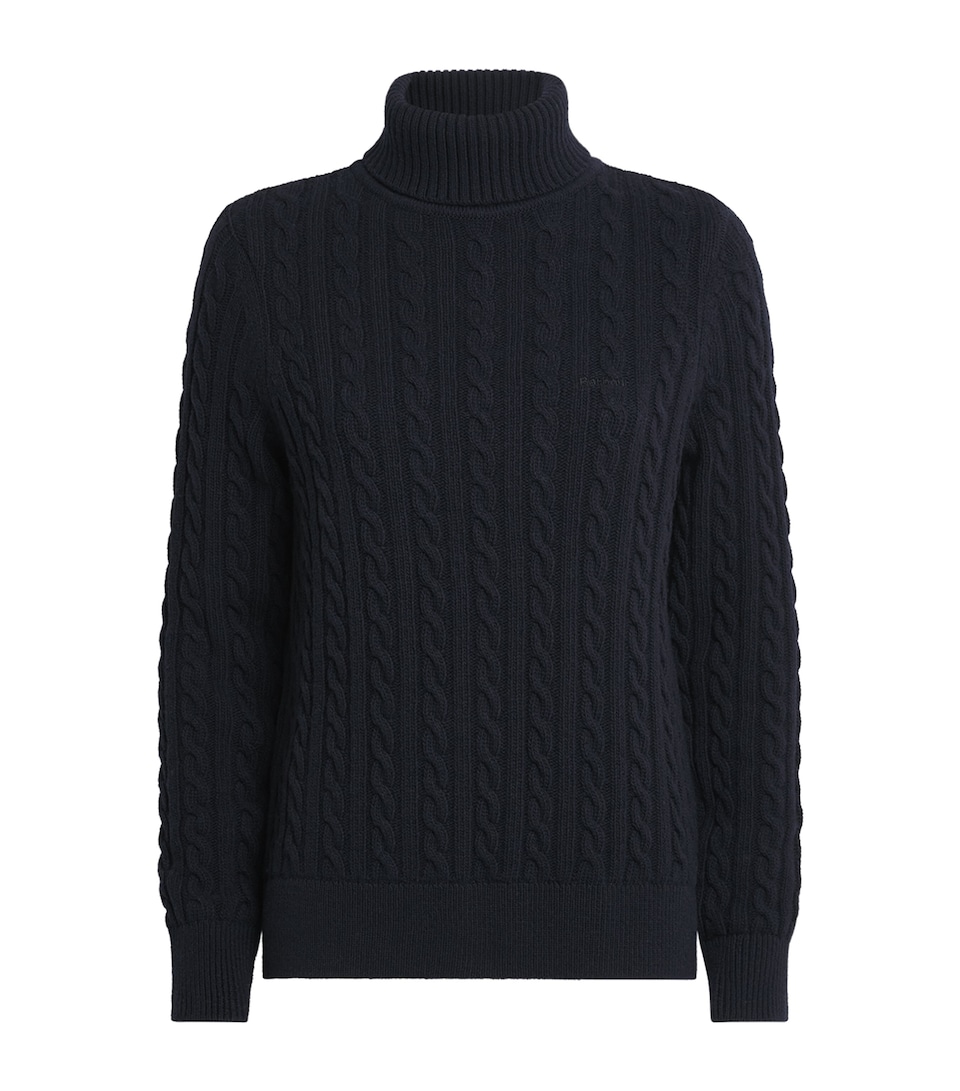 Barbour Womens Wool-Cotton Ambleside Rollneck Sweater Navy