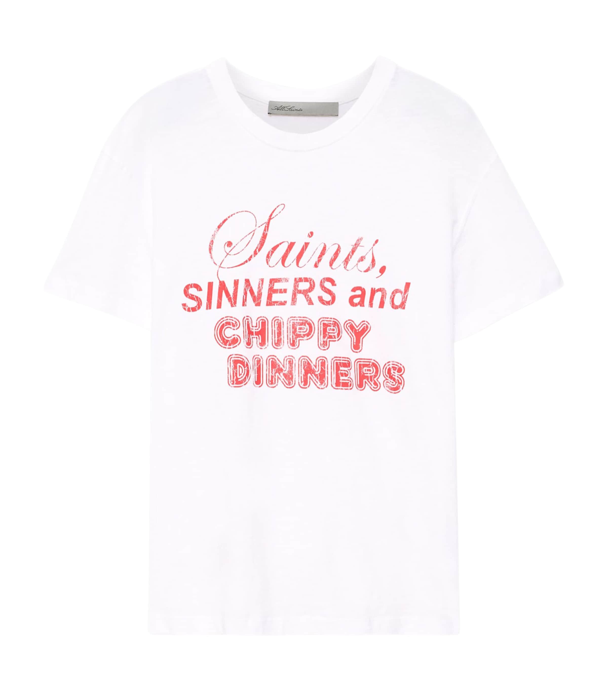 AllSaints Womens Cotton Chippy Addi T-Shirt Optic White