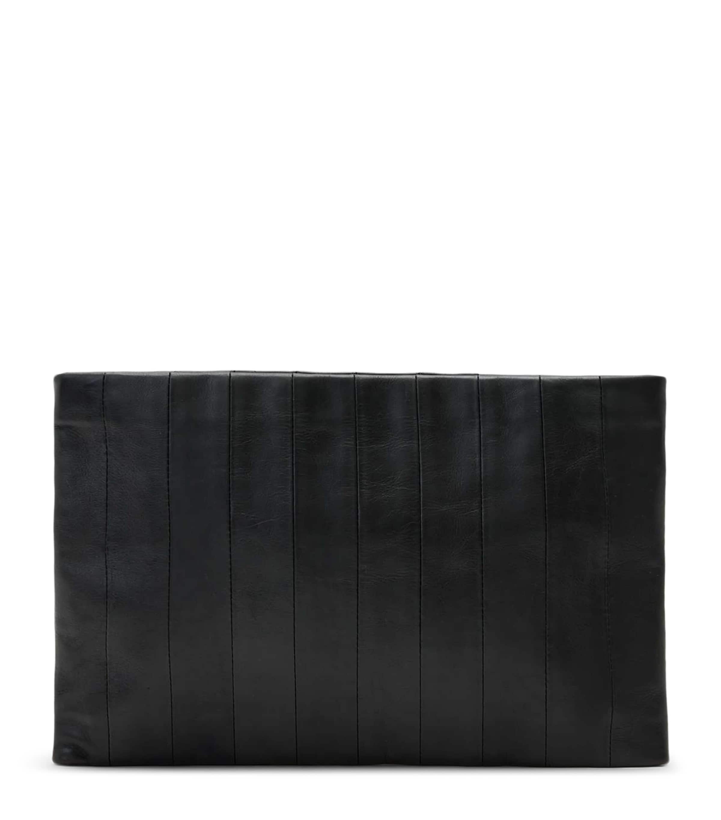 AllSaints Leather Panelled Bettina Clutch Bag Black