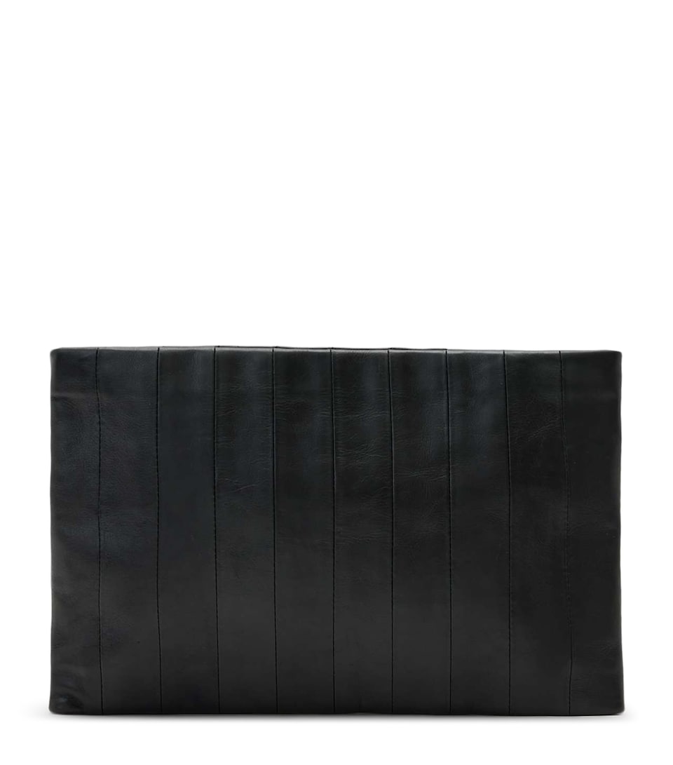 AllSaints Leather Panelled Bettina Clutch Bag Black