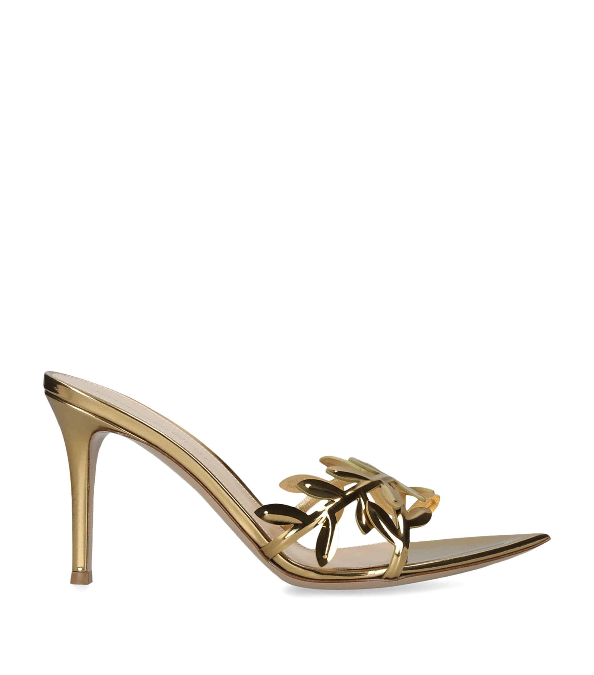 Gianvito Rossi Leather Flavia Heeled Sandals 85 Gold