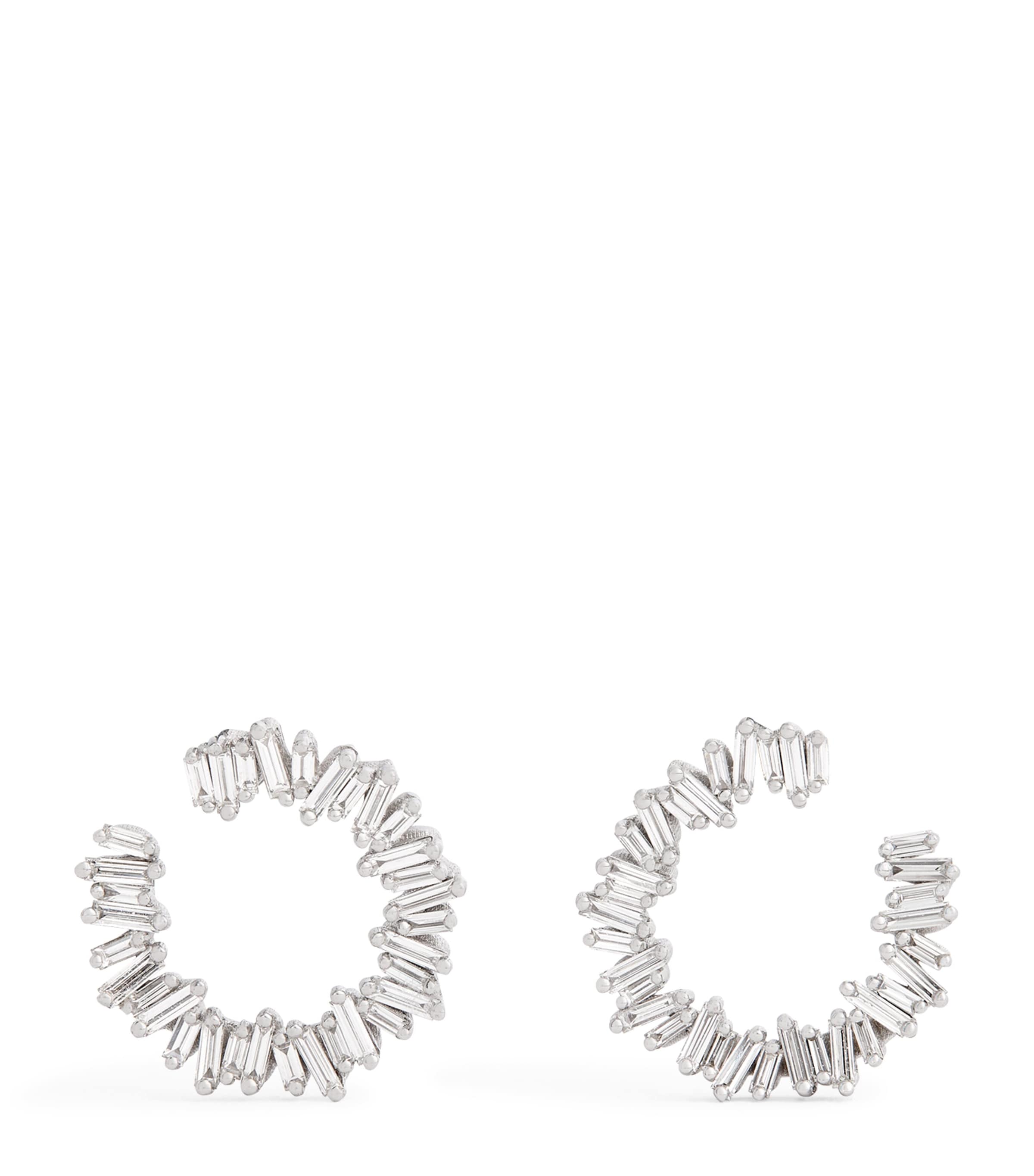Suzanne Kalan White Gold and Diamond Classic Mini Hoops Wg/wd