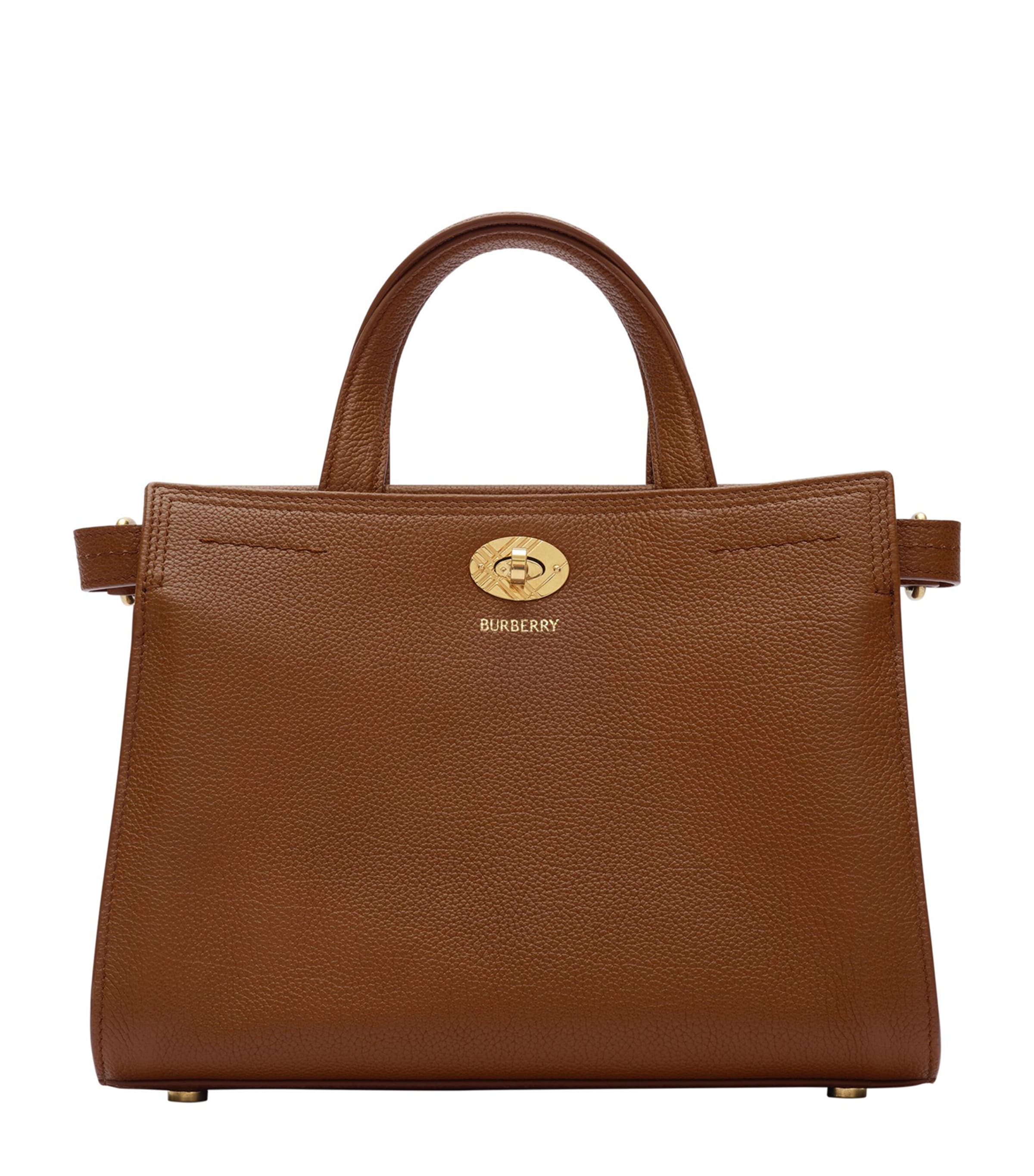 Burberry Mini Leather Cotswolds Check Tote Bag Hazel