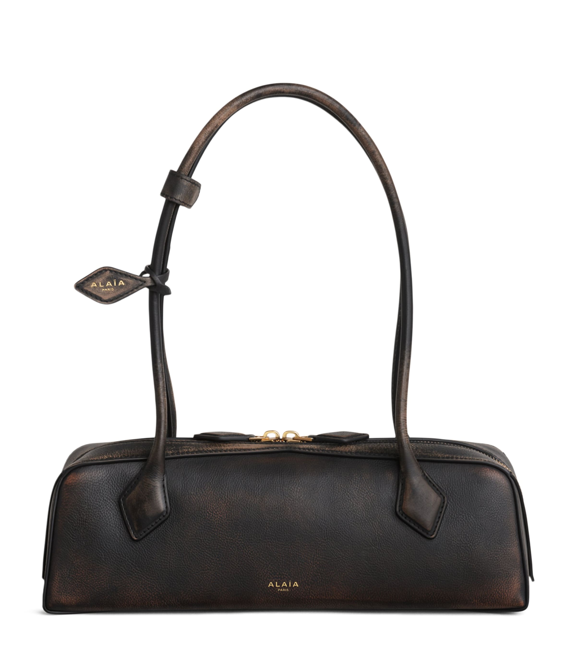 Alaïa Medium Leather Le Teckel Shoulder Bag Noir/argent