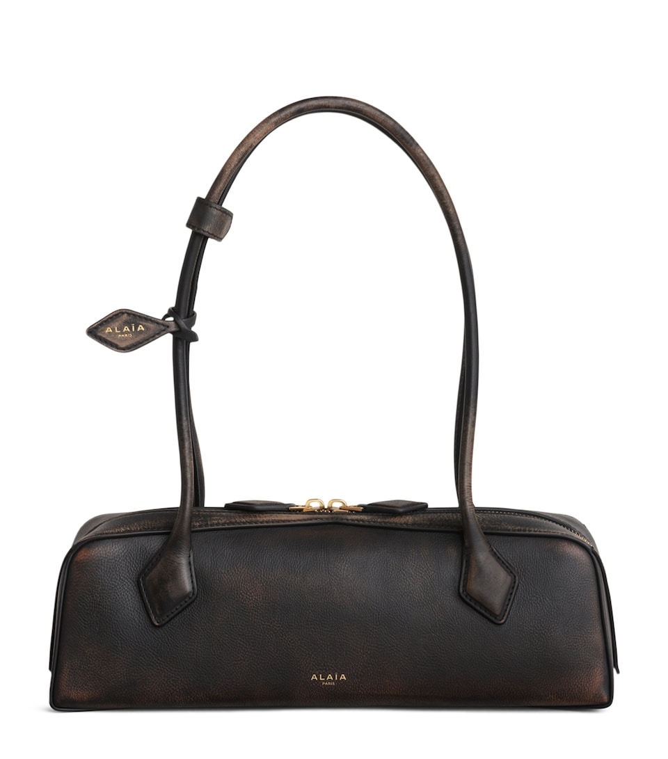 Alaïa Medium Leather Le Teckel Shoulder Bag Noir/argent