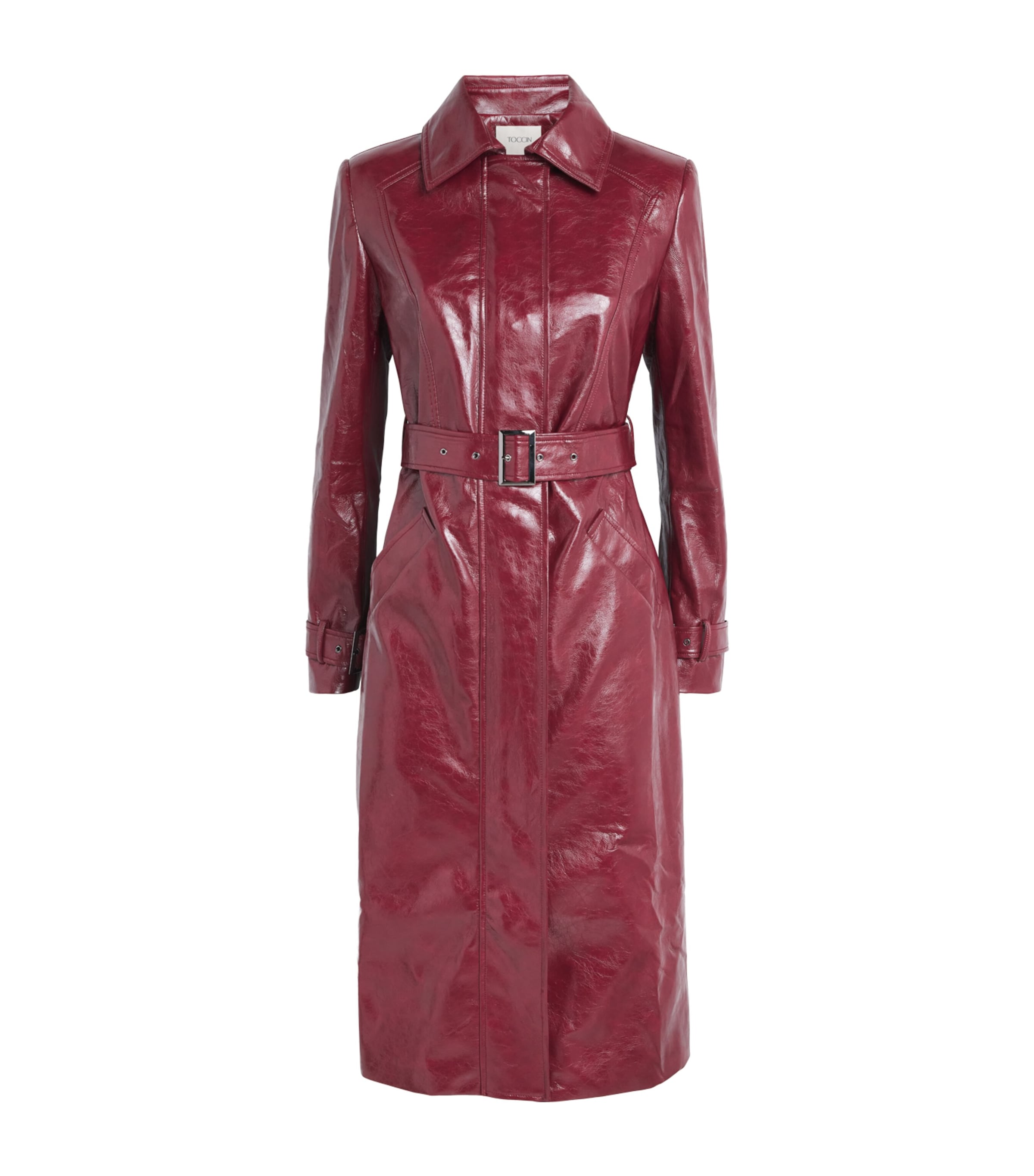 Toccin Vegan Leather Elara Trench Coat Oxblood