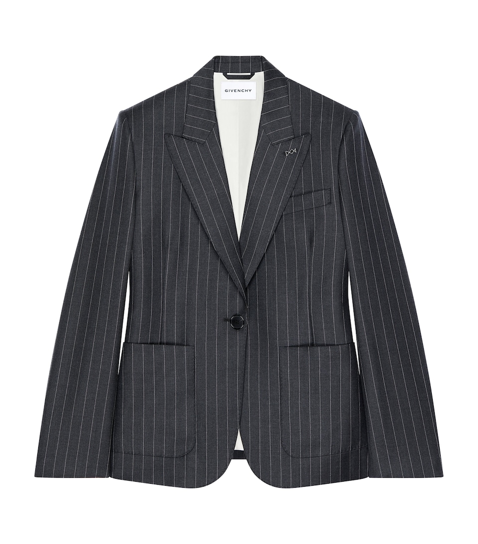 Givenchy Womens Wool Pinstripe Single-Breasted Blazer
