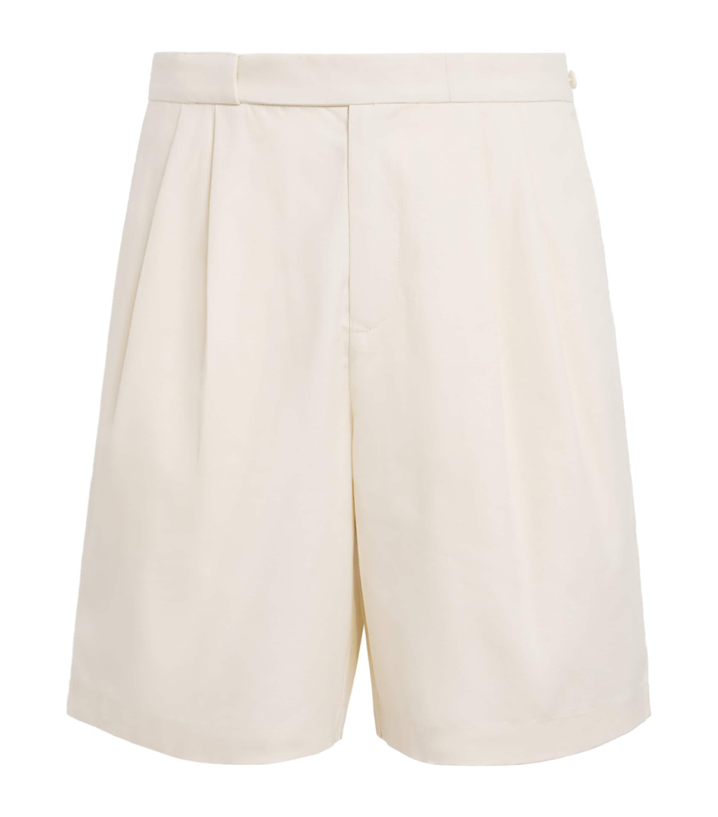 Fred Perry Mens Cotton-Blend Twill Tennis Shorts Ecru