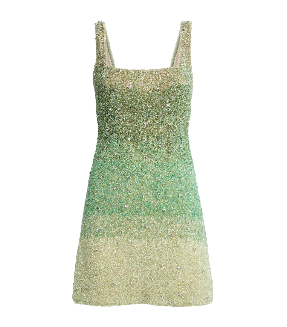 Rachel Gilbert Womens Embellished Kaito Mini Dress Green Ombre
