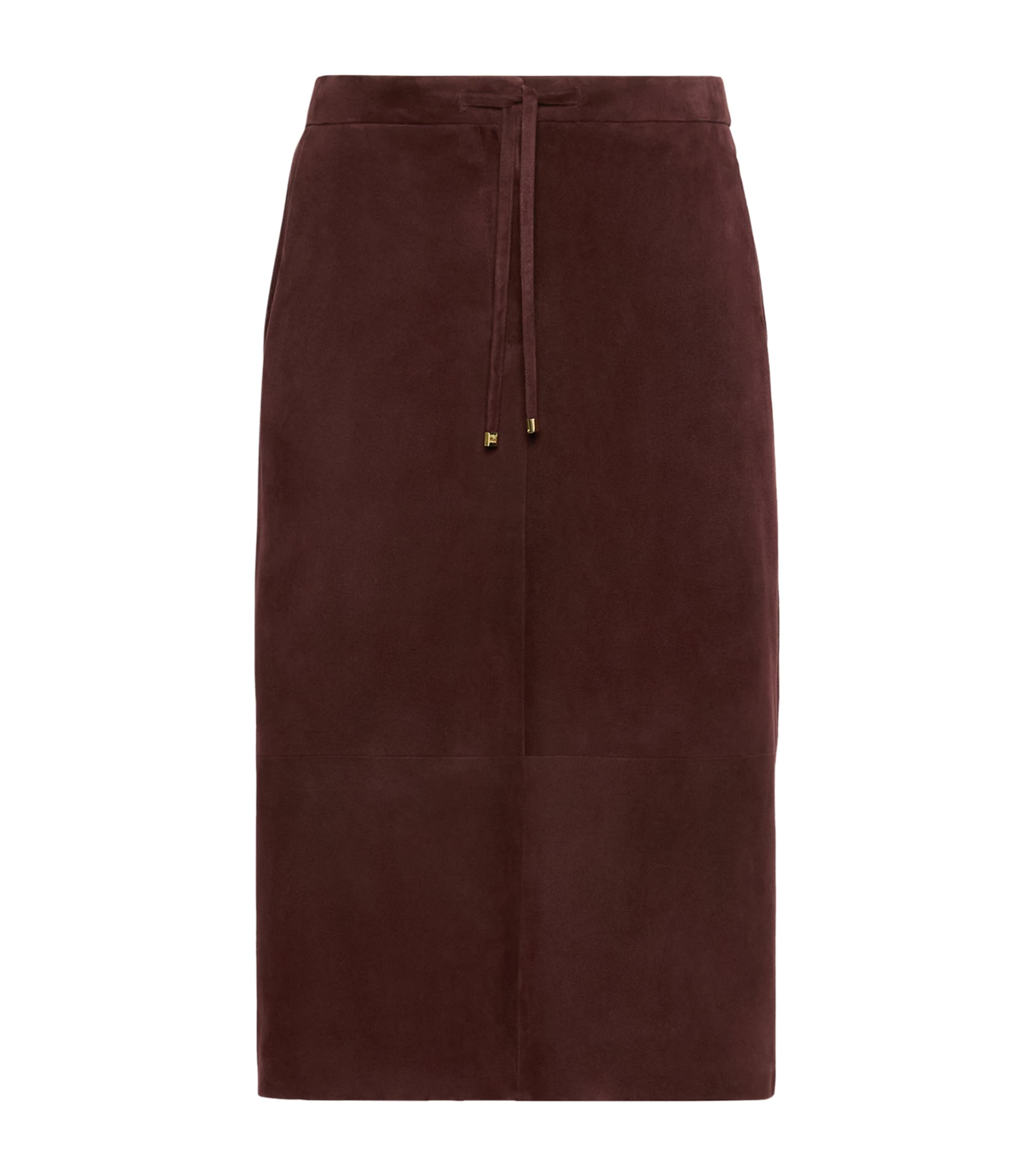 Max Mara Womens Suede Midi Skirt Dark Red
