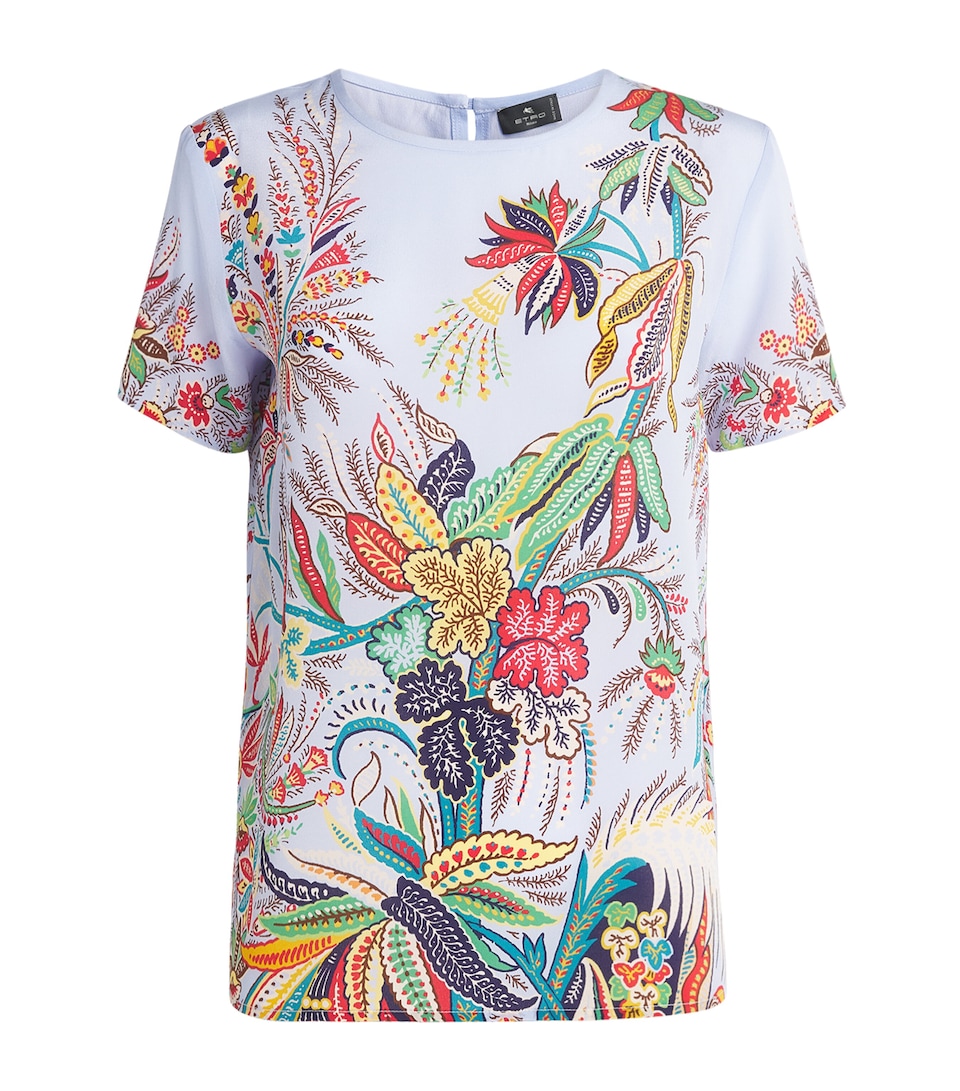 Etro Womens Silk Paisley T-Shirt Prnt/pl Blu Bs