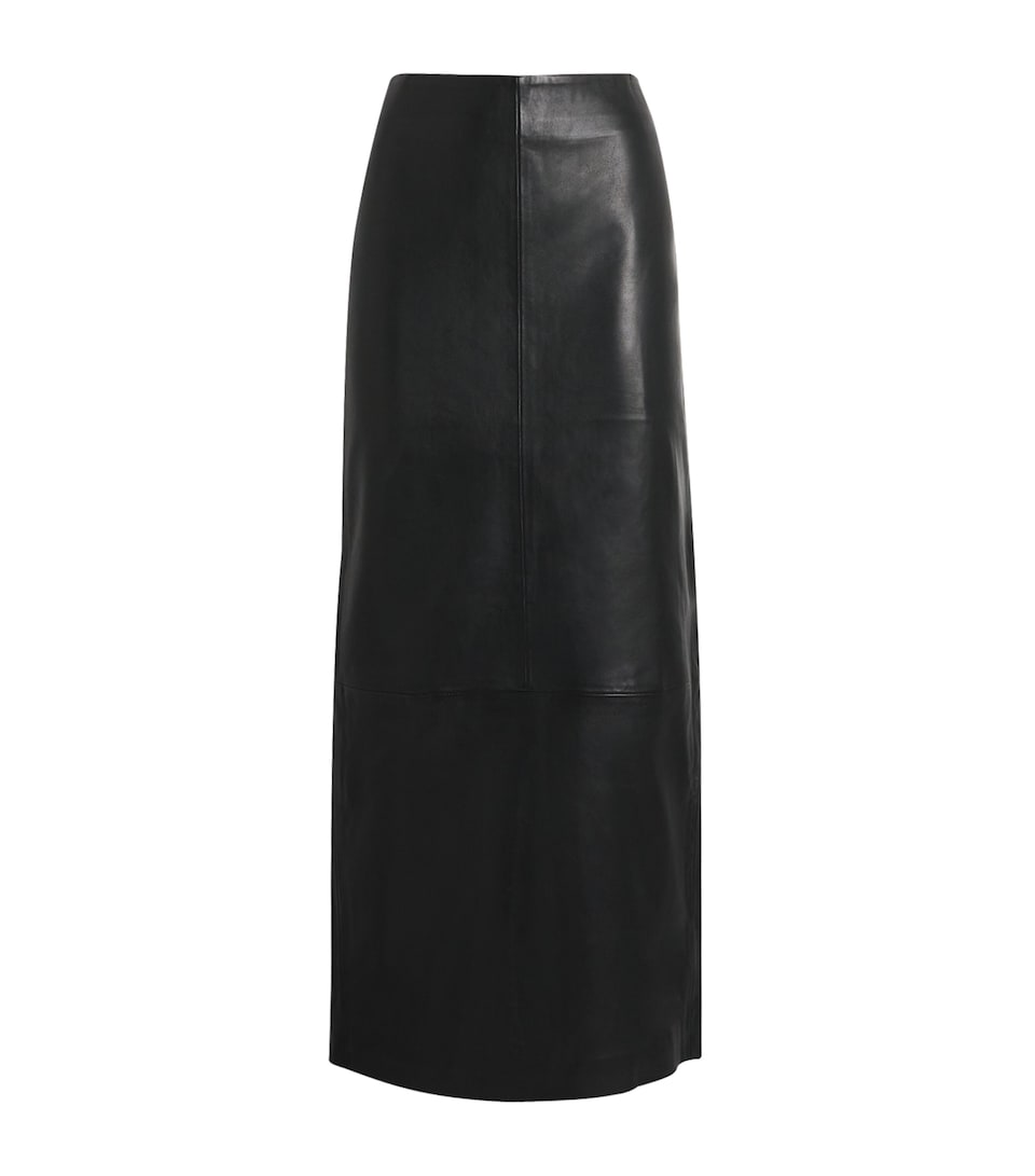 Column Leather Maxi Skirt