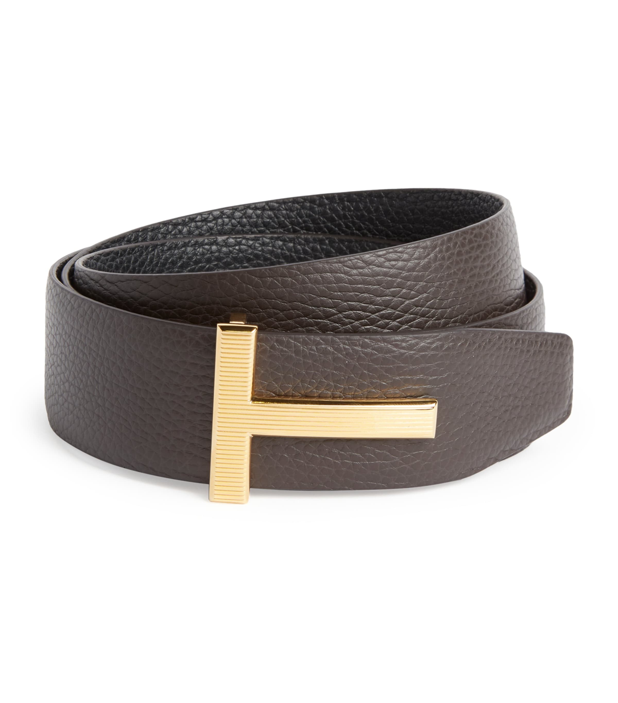 Leather Reversible T Ridge Belt