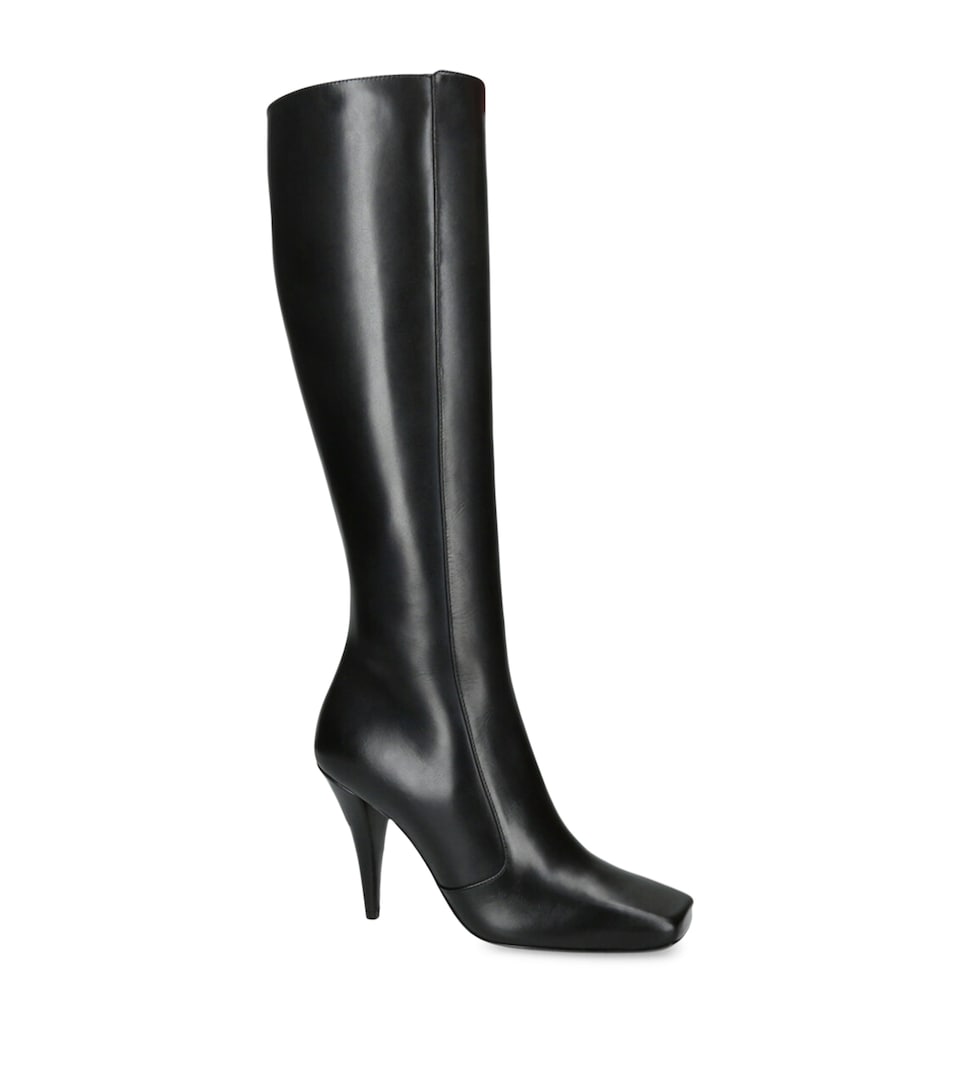 Leather Square-Toe Knee-High Boots 95