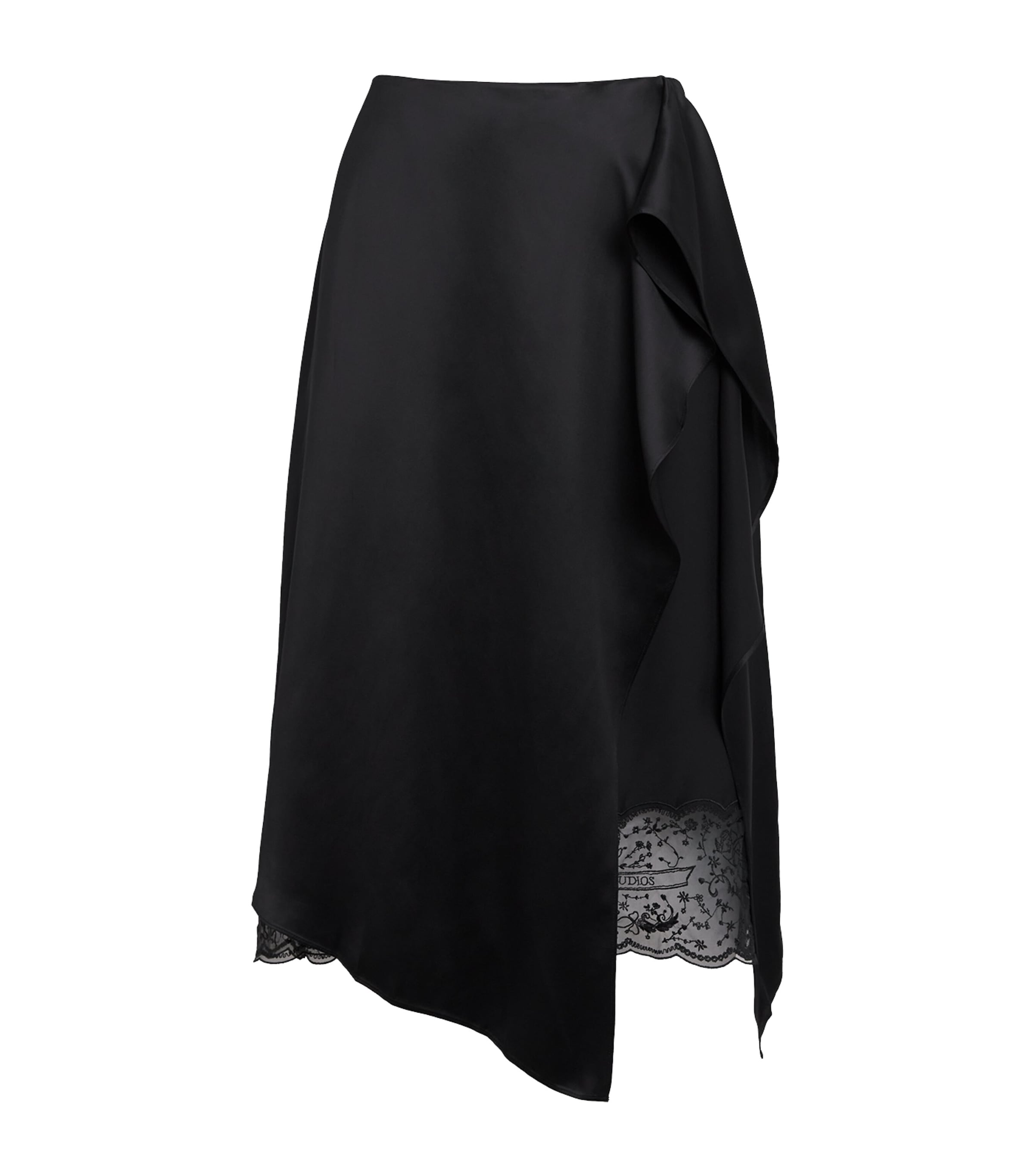 Acne Studios Womens Satin Layered Midi Skirt Black