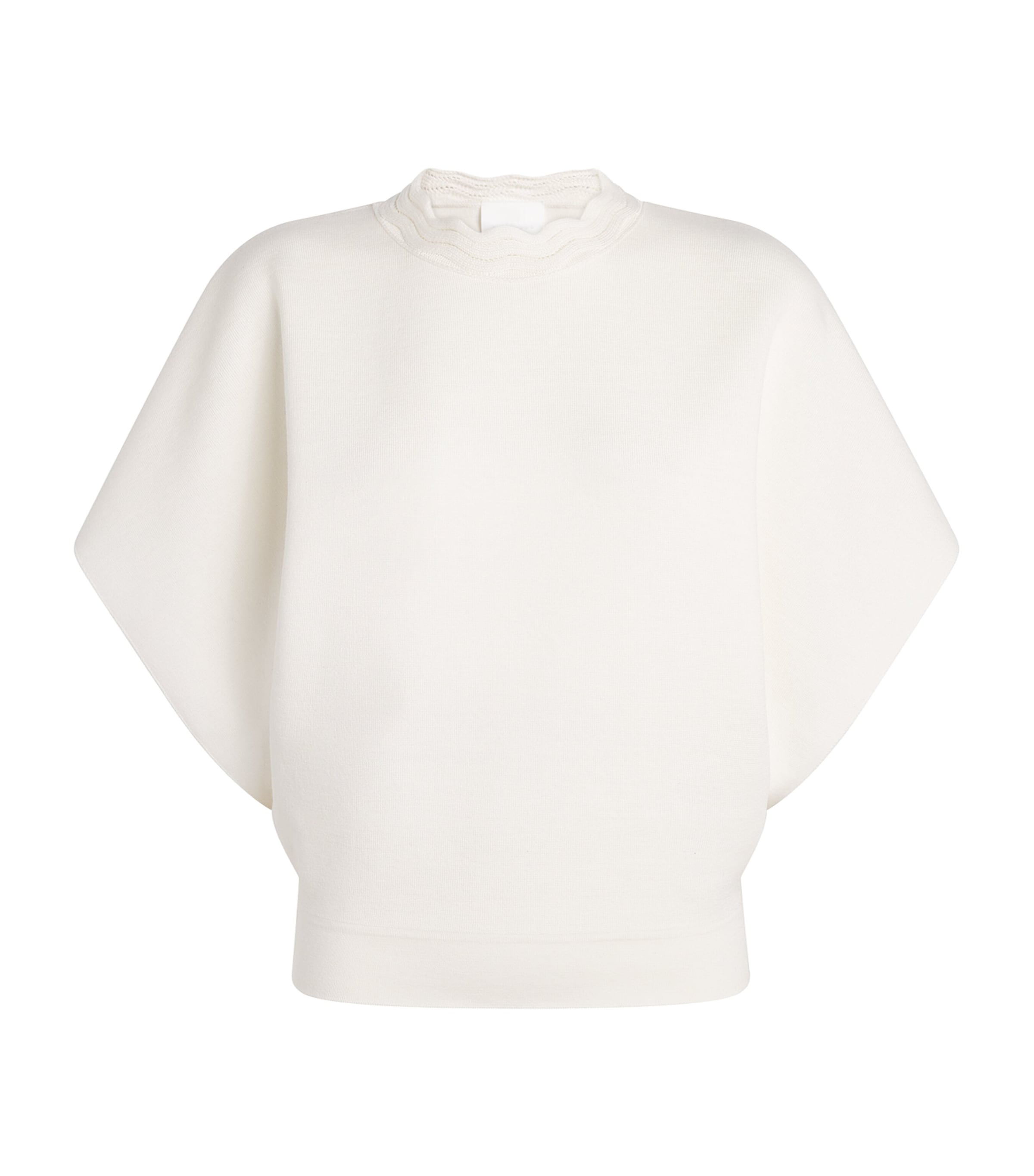 Molli Womens Virgin Wool Scalloped Sweater Top Milk