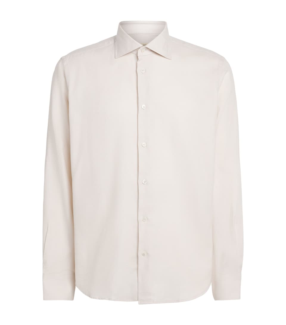 Maurizio Baldassari Mens Cotton-Lyocell Santini Shirt Ivory