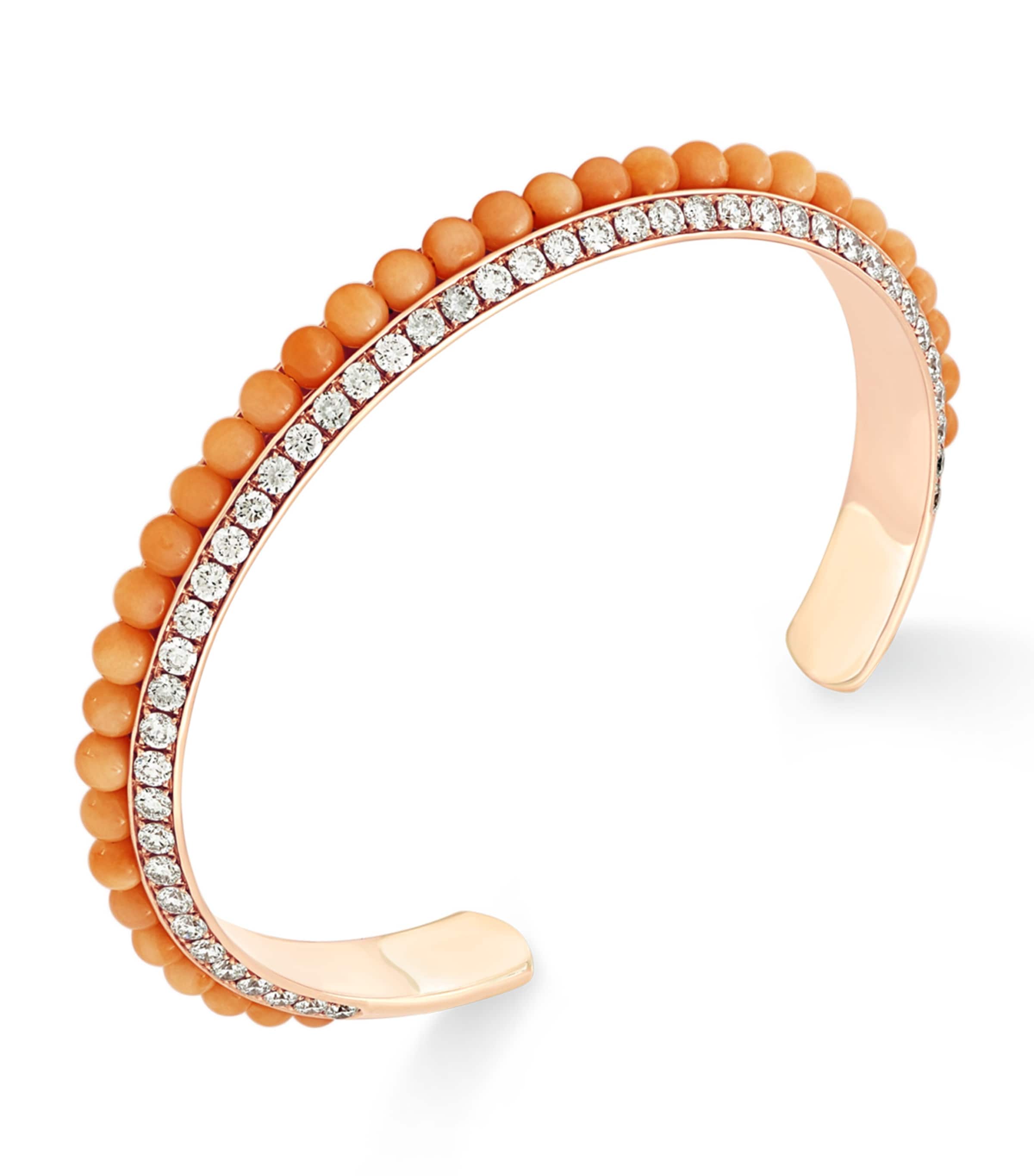 Rose Gold and Diamond Pearl Rose Bangle