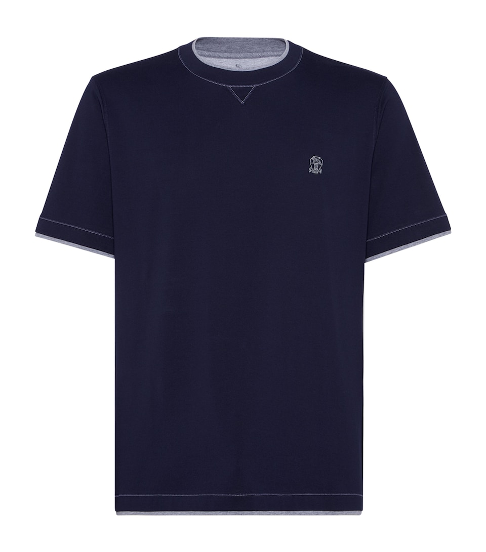 Cotton Faux-Layered Logo T-Shirt