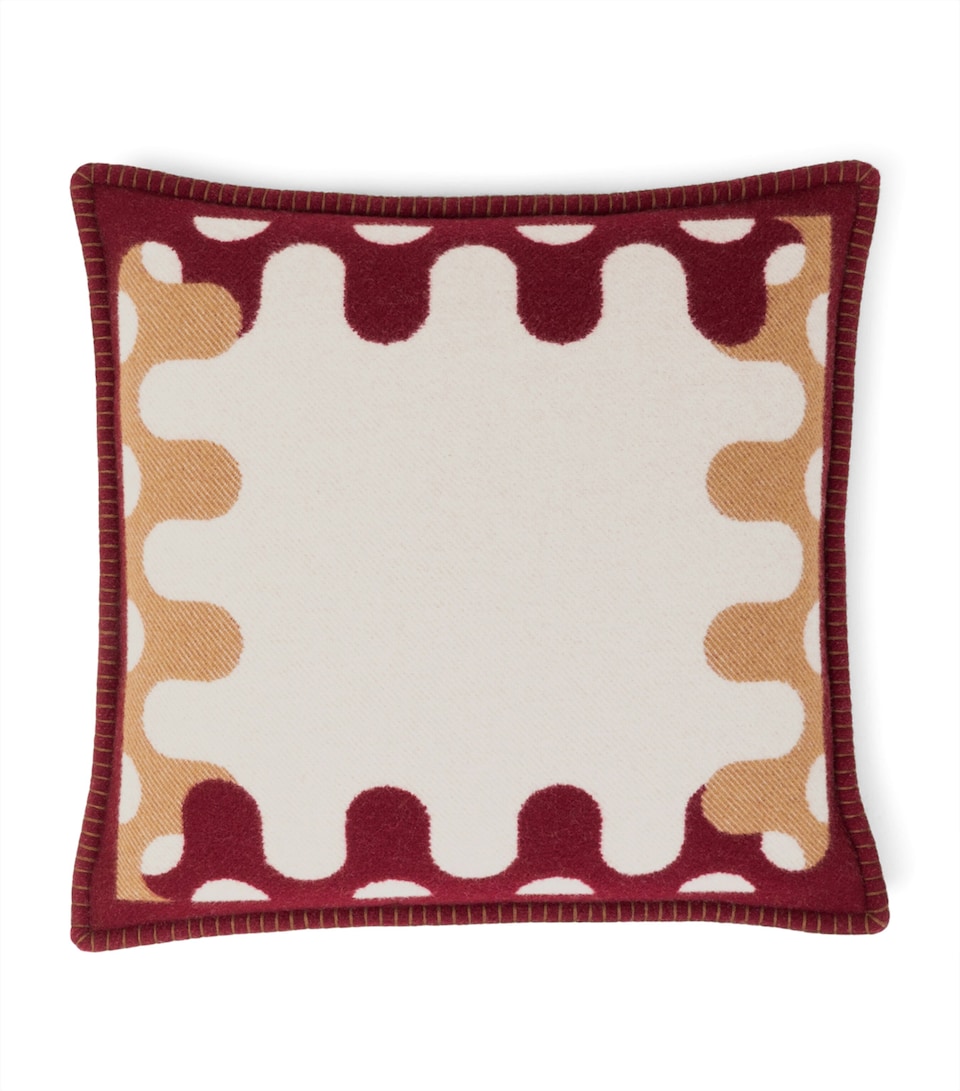 Frette Wool Modernism 002 Cushion (50cm x 50cm) Burgundy/tan