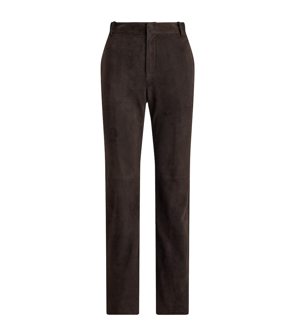 Ralph Lauren Collection Womens Suede Keegan Straight Trousers Espresso