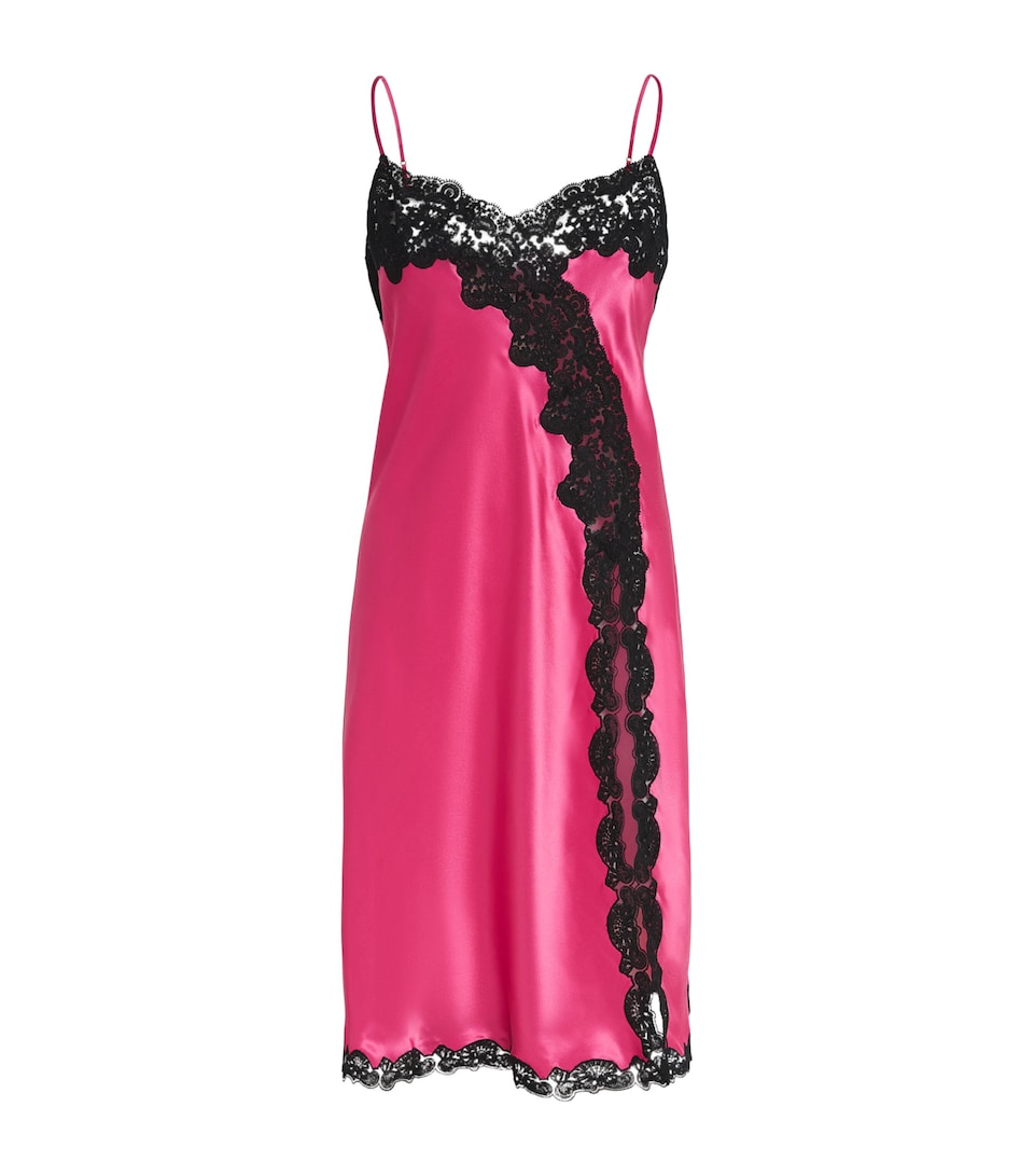 Loretta Caponi Womens Silk Nausica Short Nightdress Fuchsia