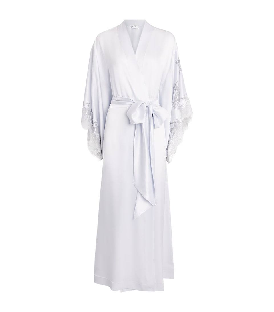 Carine Gilson Womens Long Silk Cérès Robe Silvergrey