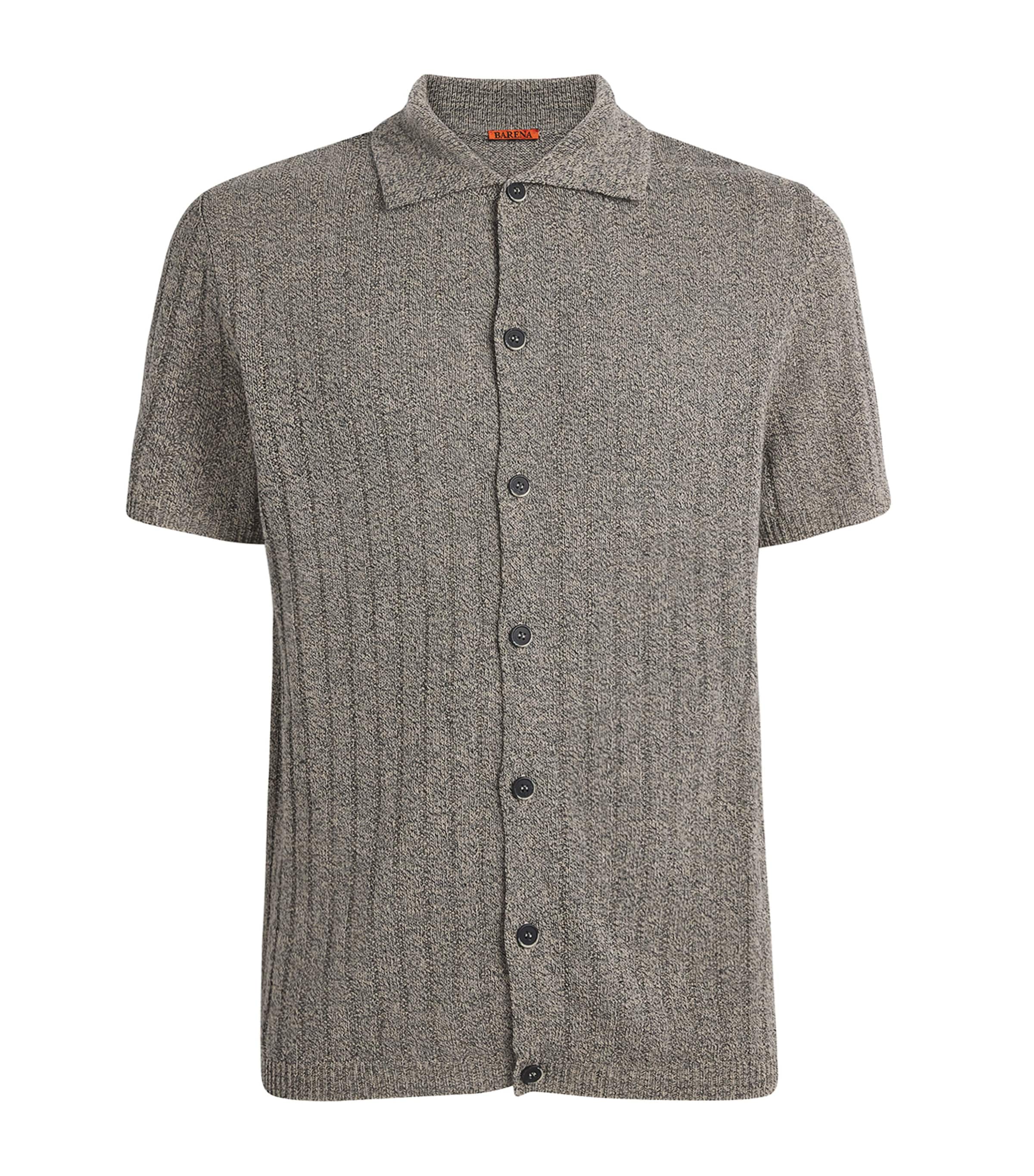Linen-Cotton Knit Short-Sleeve Shirt
