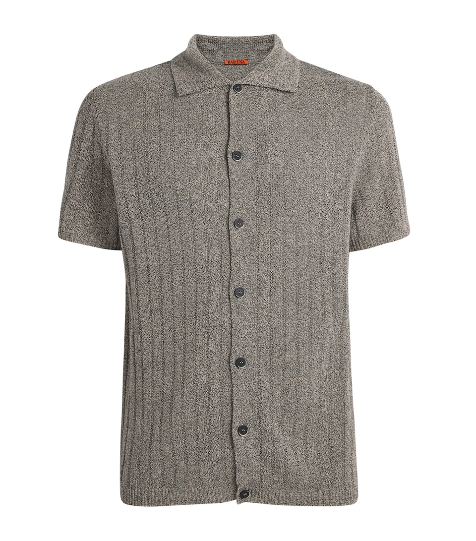 Linen-Cotton Knit Short-Sleeve Shirt