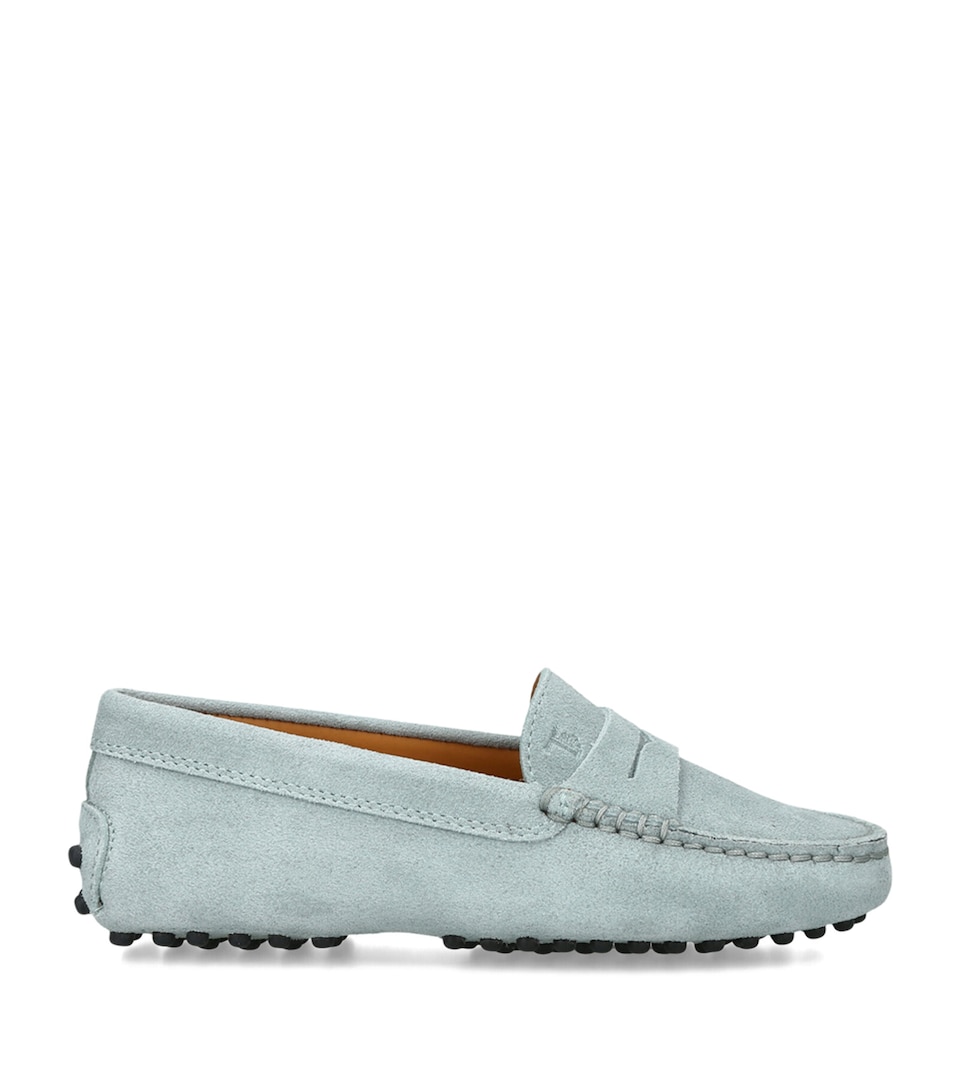 Tod's Suede Gommini Loafers Pale Blue