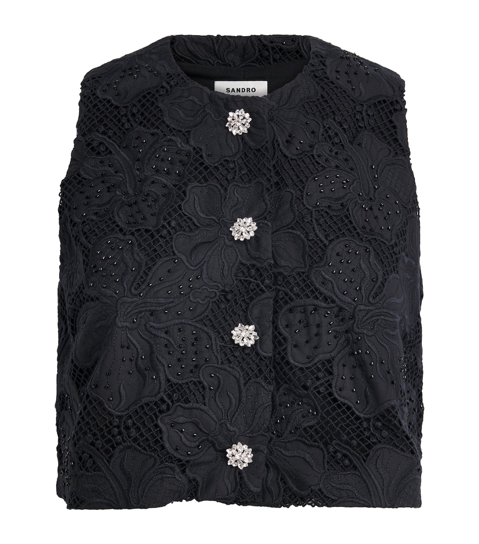 Embroidered Guipure Top