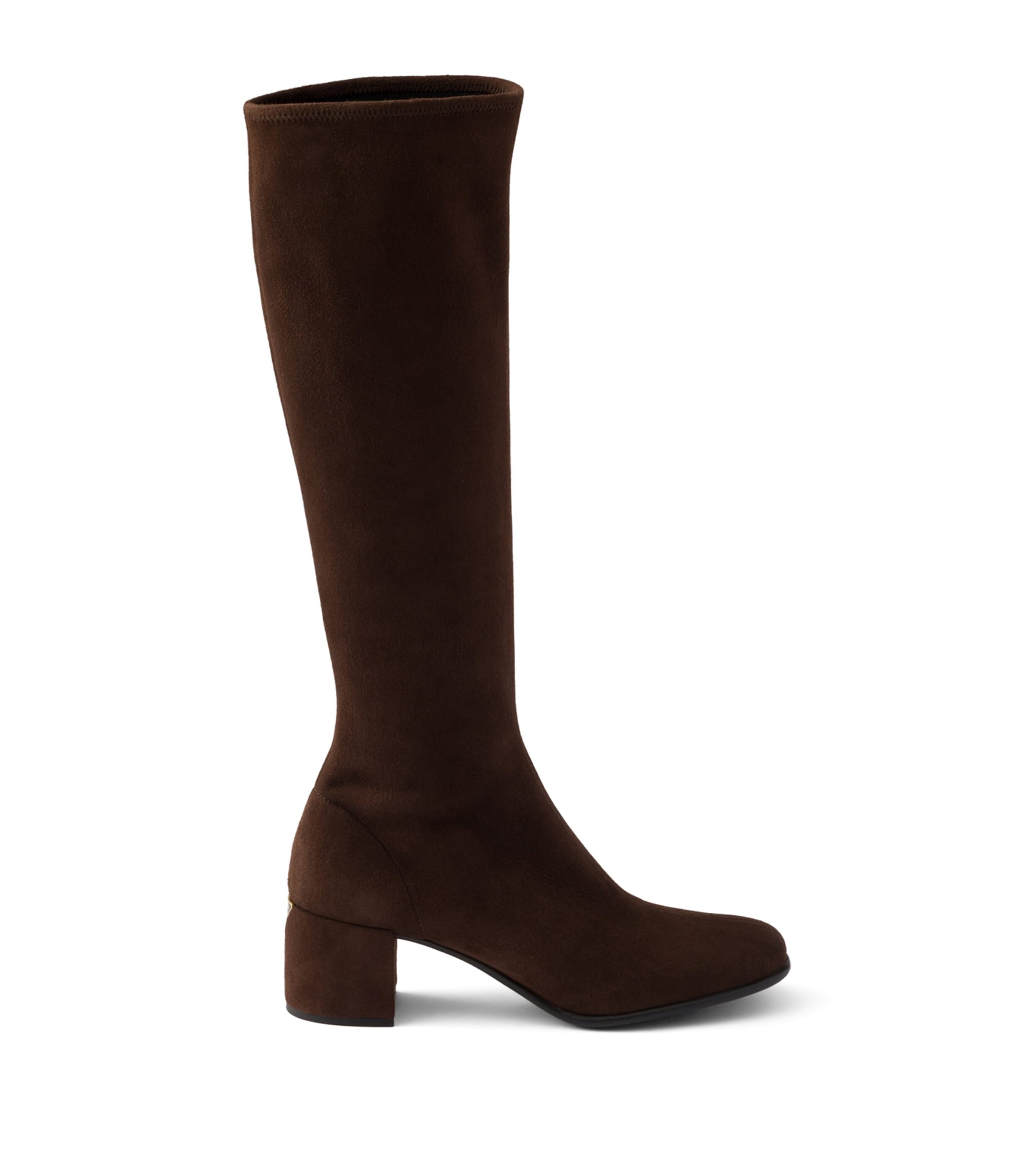 Prada Womens Stretch Suede Knee-High Boots 55 Brown
