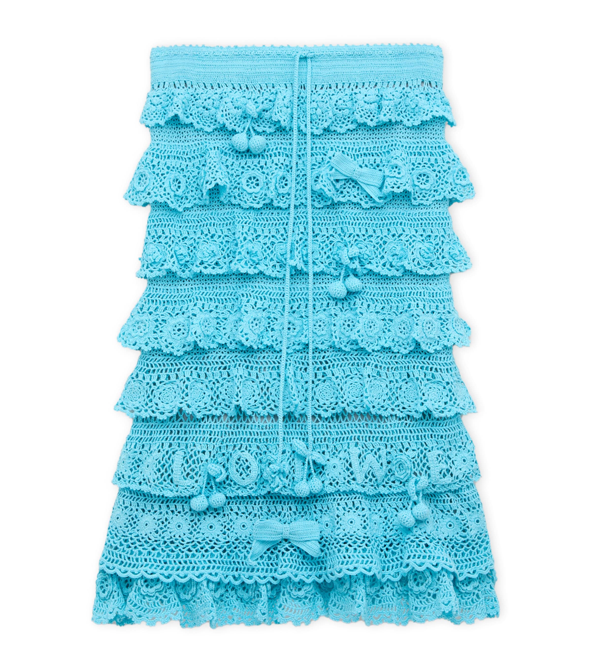 LOEWE Womens x Paula's Ibiza Crochet Midi Skirt Turquoise