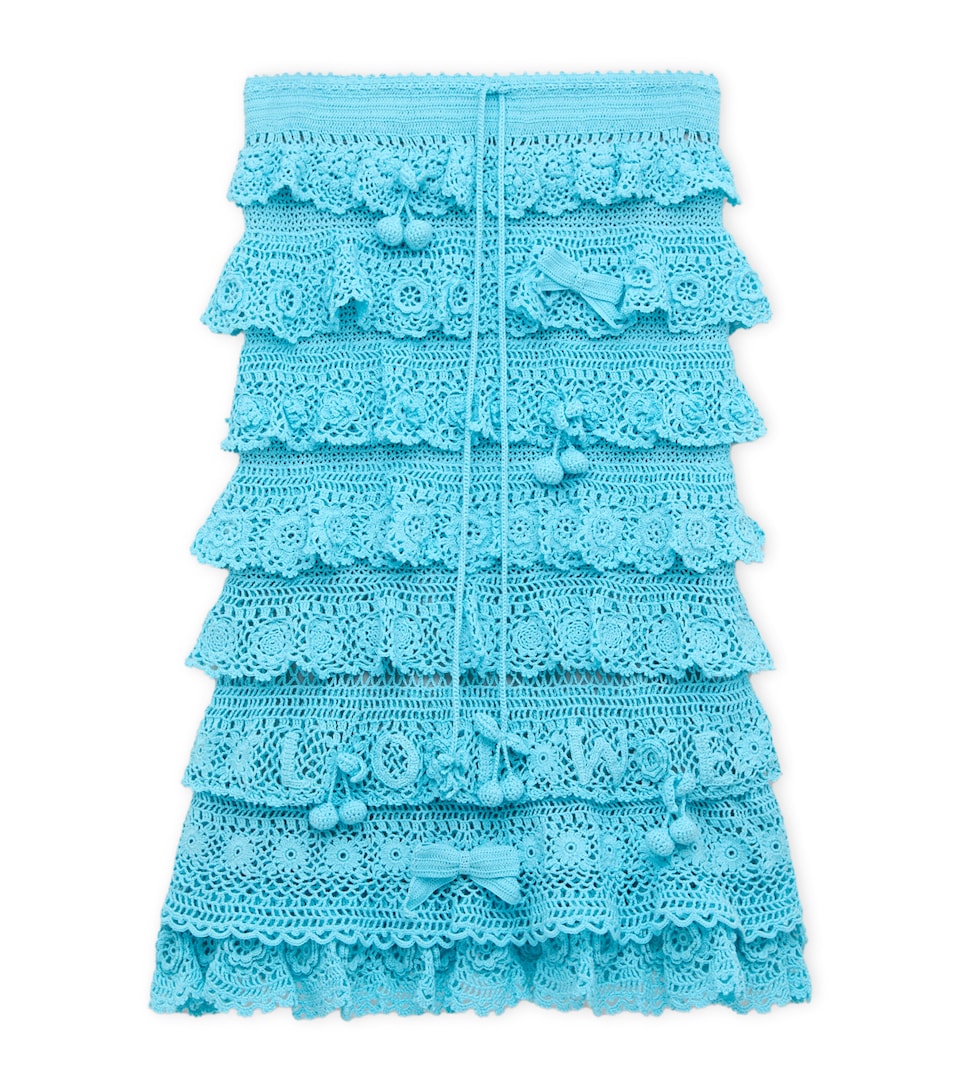 LOEWE Womens x Paula's Ibiza Crochet Midi Skirt Turquoise