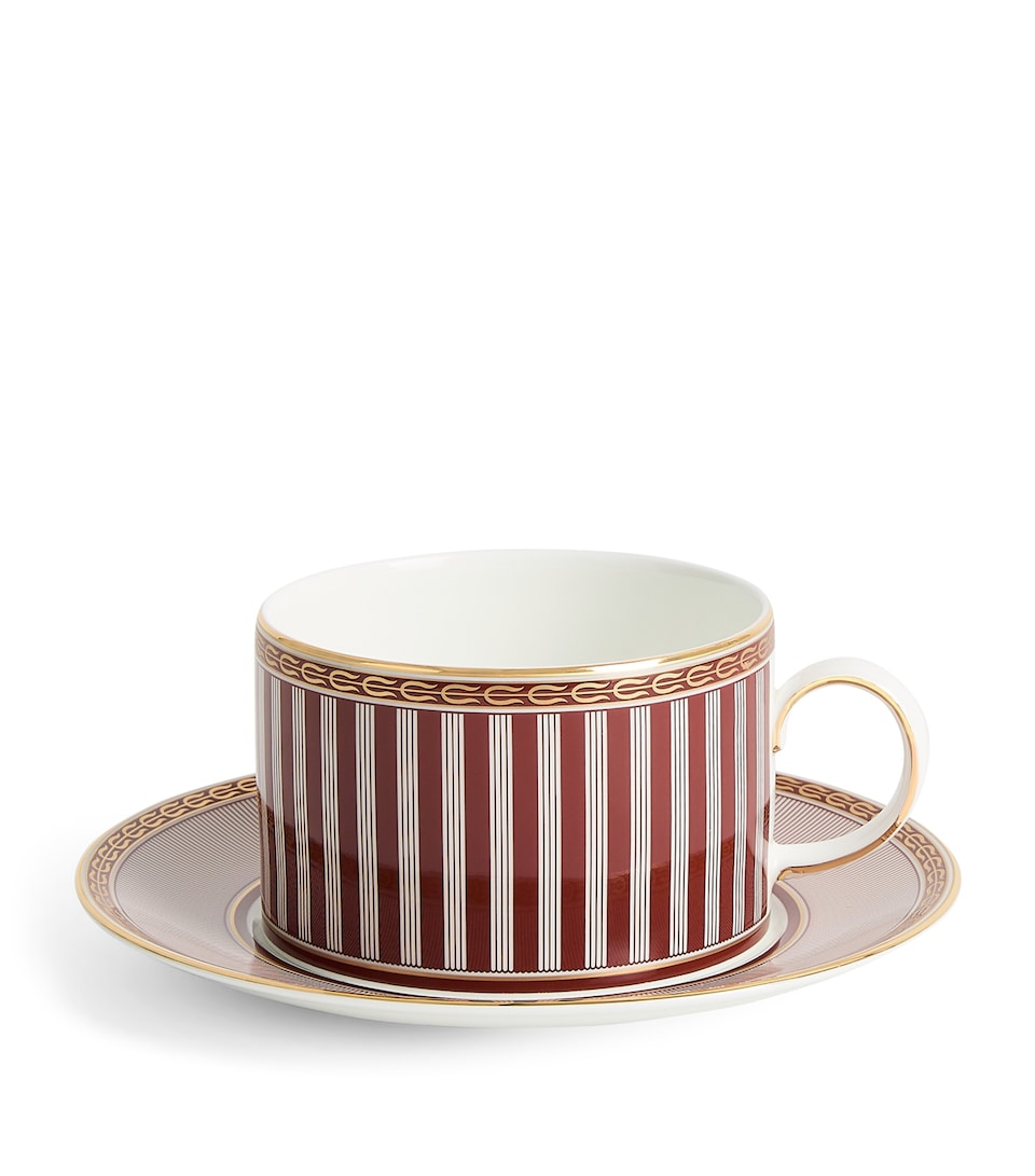 Wedgwood Bone China Red Splendour Teacup and Saucer Red
