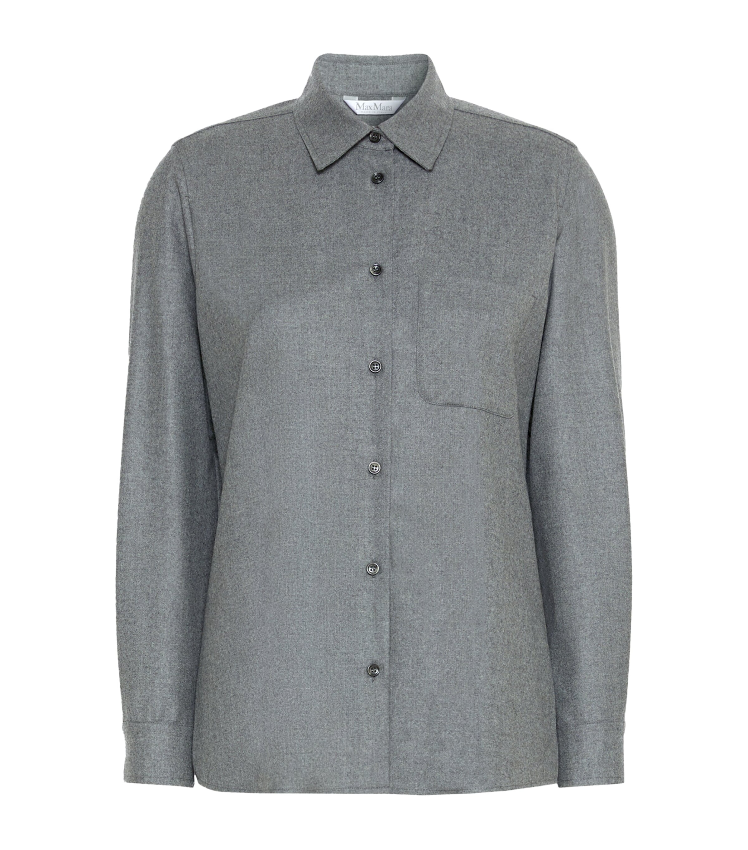 Max Mara Womens Cashmere Long-Sleeve Shirt Medium Grey