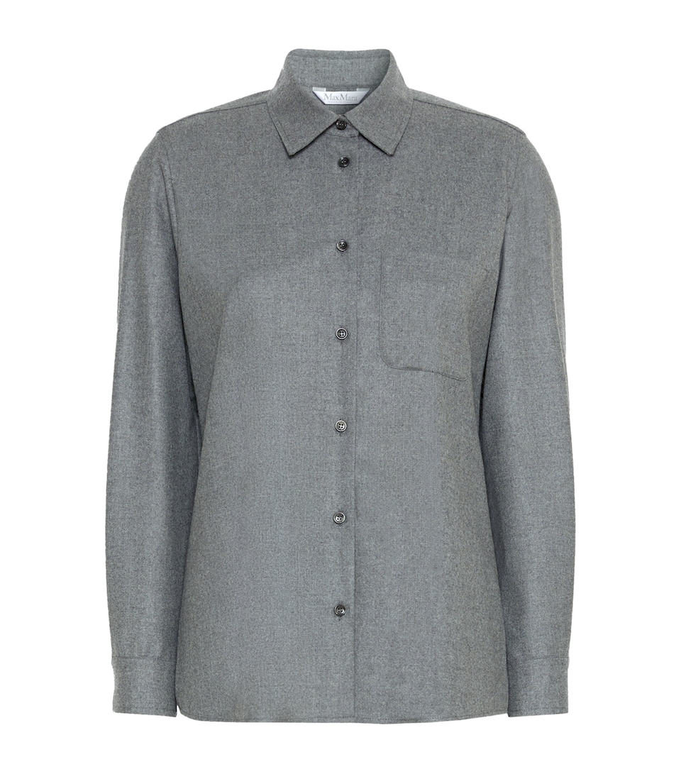 Max Mara Womens Cashmere Long-Sleeve Shirt Medium Grey