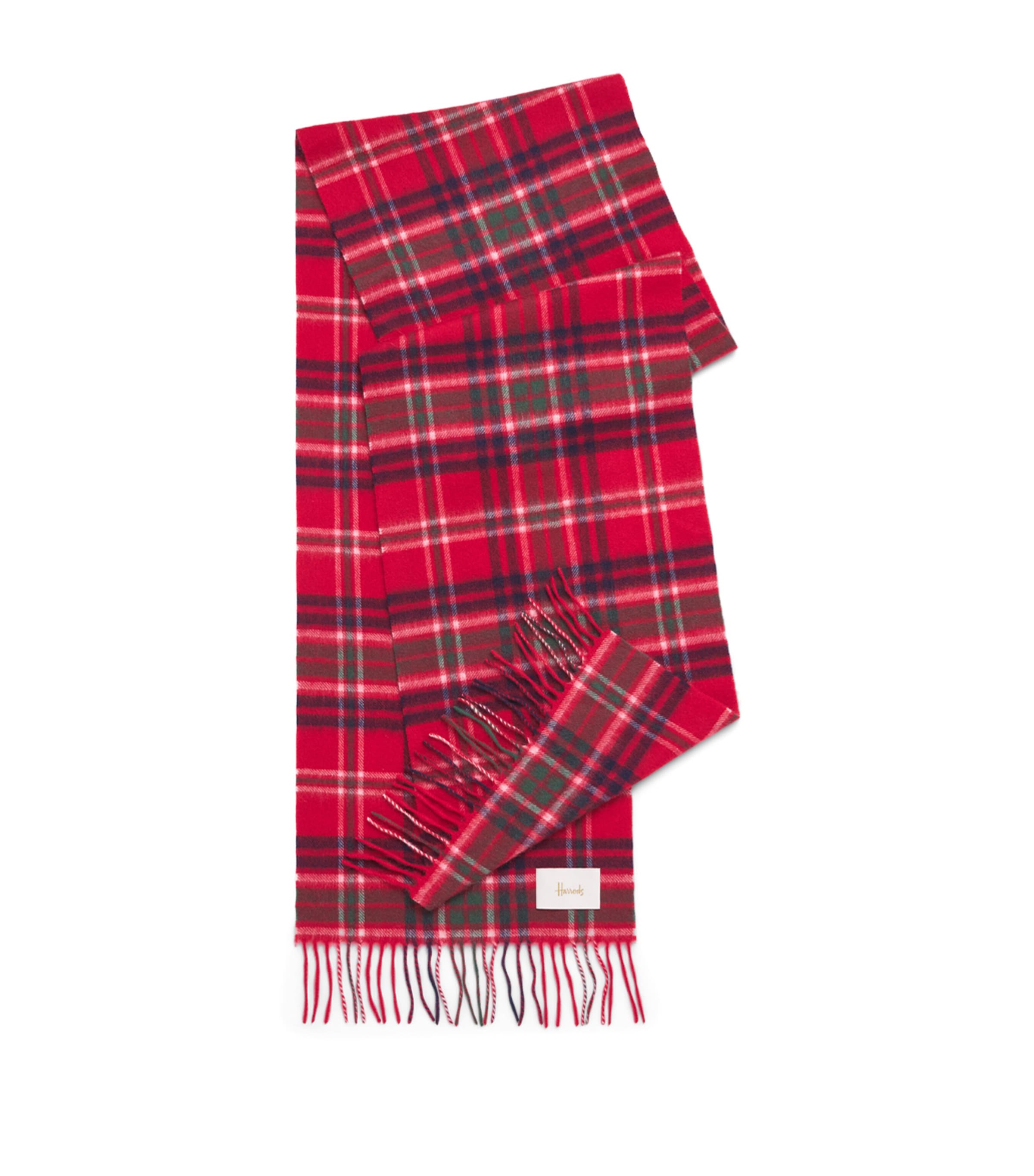 Harrods Cashmere Tartan Scarf Red